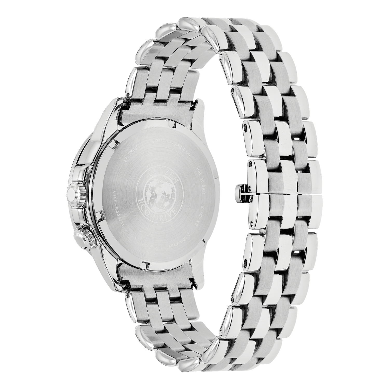 Montre homme à cadran bleu et boîtier en acier inoxydable argenté 44&nbsp;mm Eco-Drive Calendrier de Citizen