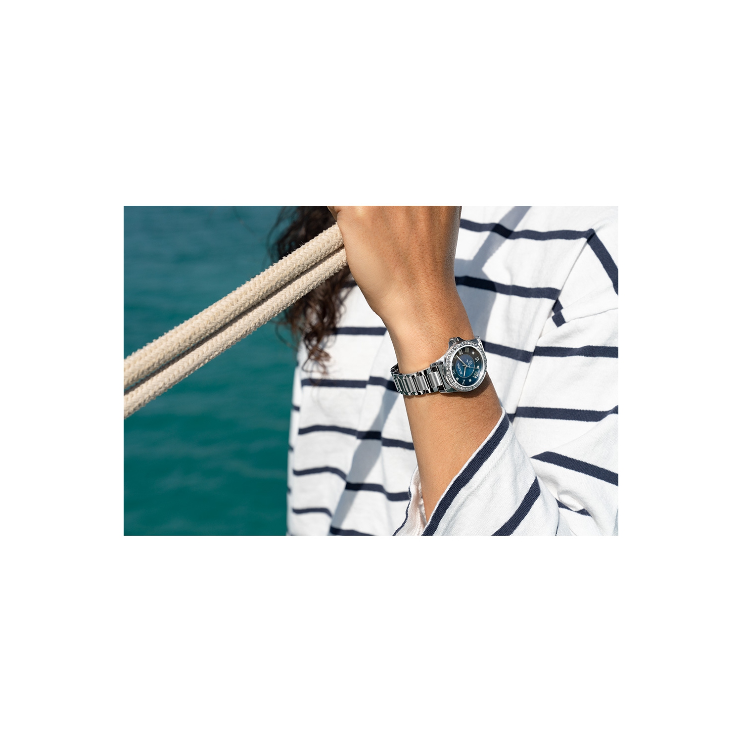 Bulova Ladies Marine Star Quartz Watch 32mm Silver-Tone Stainless Steel Case and Bracelet with Blue Dial