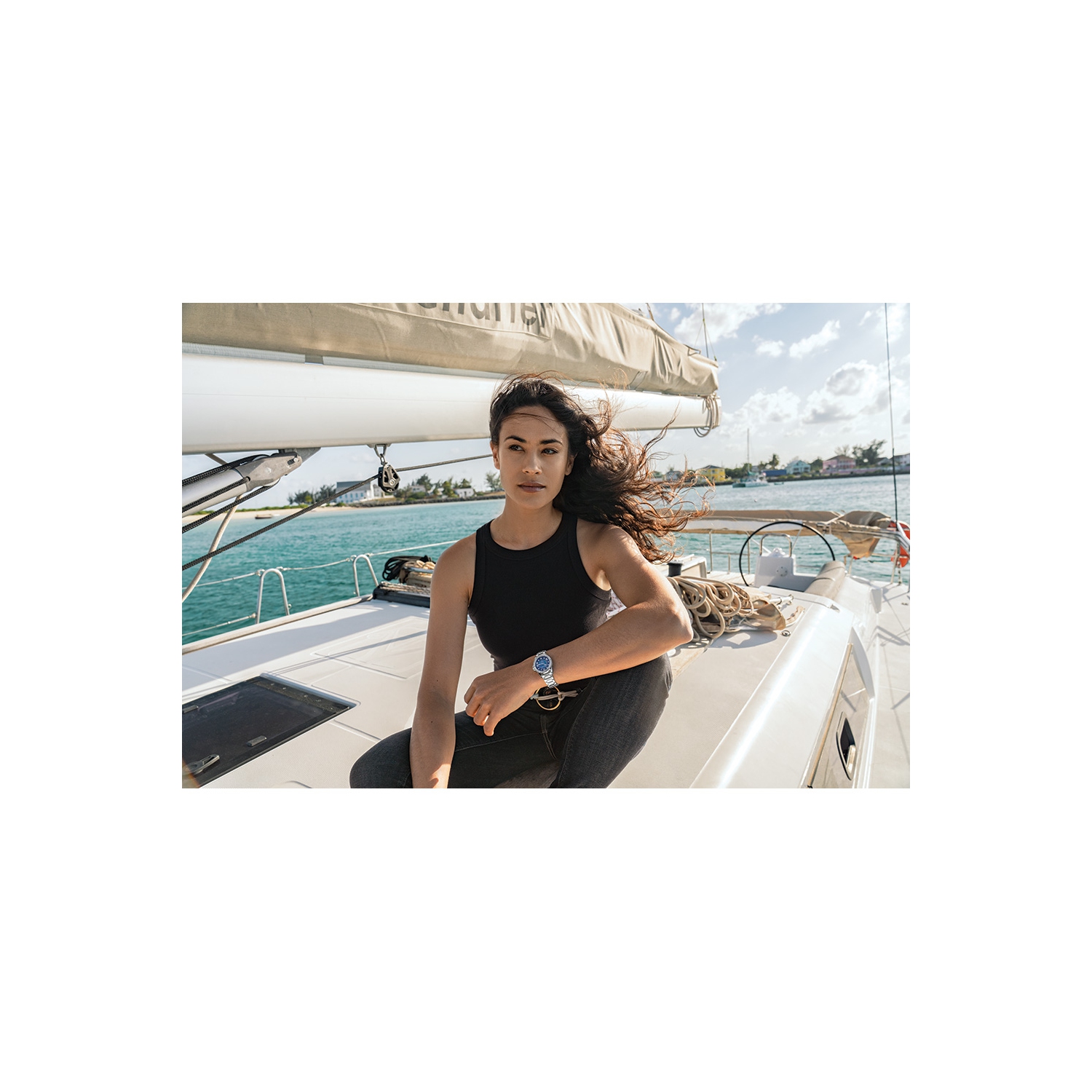 Bulova Ladies Marine Star Quartz Watch 32mm Silver-Tone Stainless Steel Case and Bracelet with Blue Dial