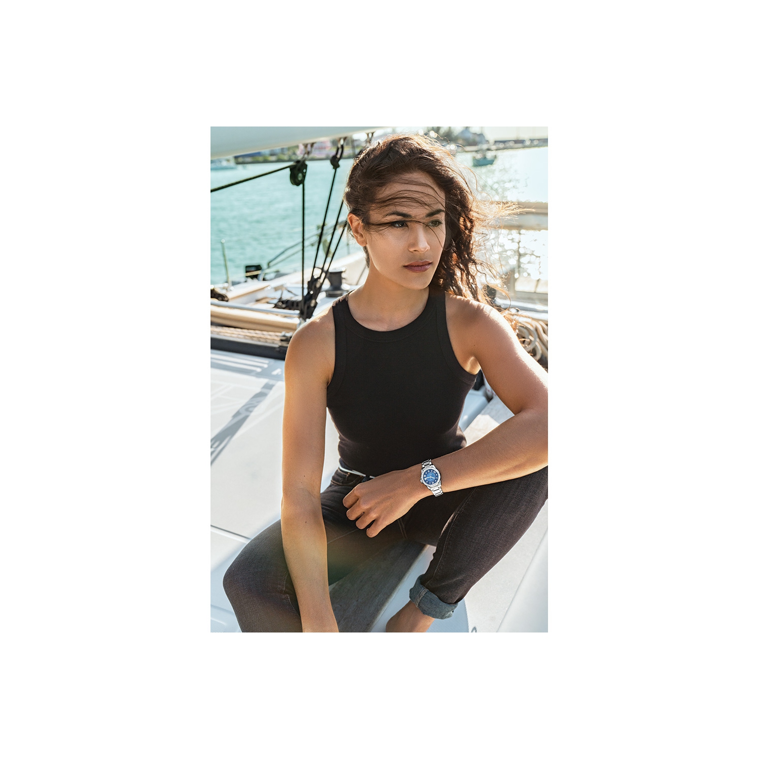 Bulova Ladies Marine Star Quartz Watch 32mm Silver-Tone Stainless Steel Case and Bracelet with Blue Dial