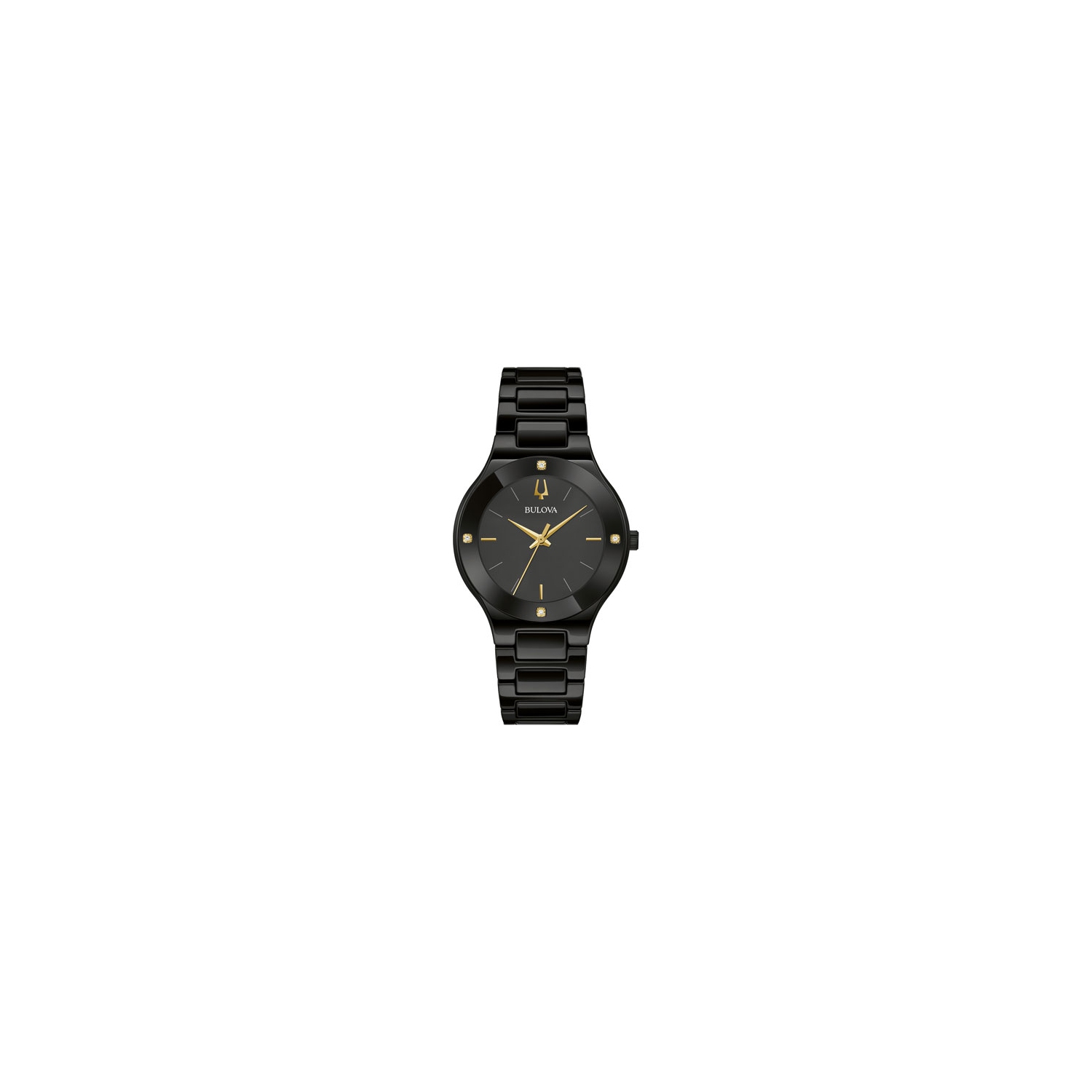 Montre quartz Millennia pour femmes de Bulova 34,5&nbsp;mm avec boîtier céramique noire et boîtier en inox et bracelet céramique noir avec cadran noir