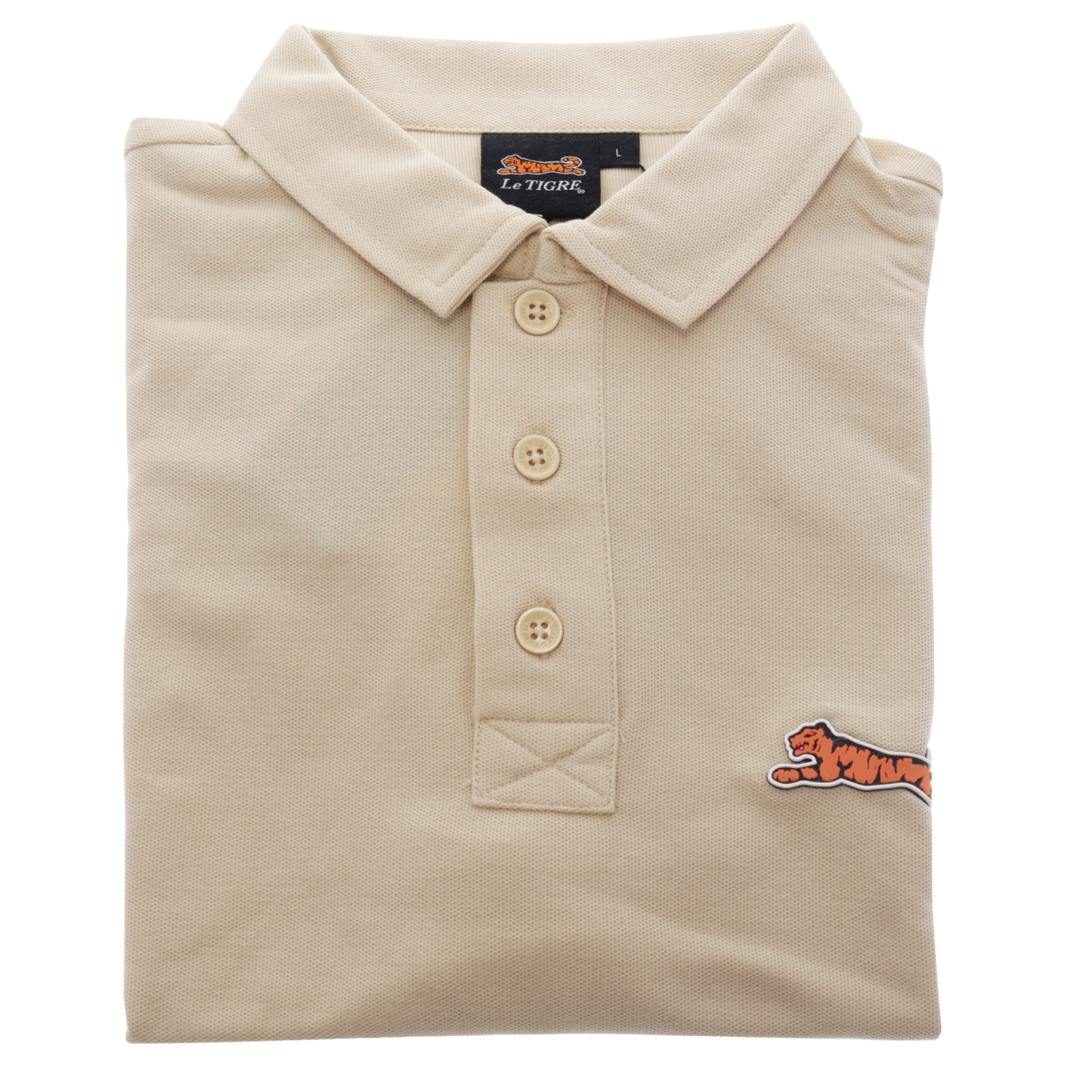 Classic Cotton Polo Shirt for Men by Le Tigre - Beige - Size Large