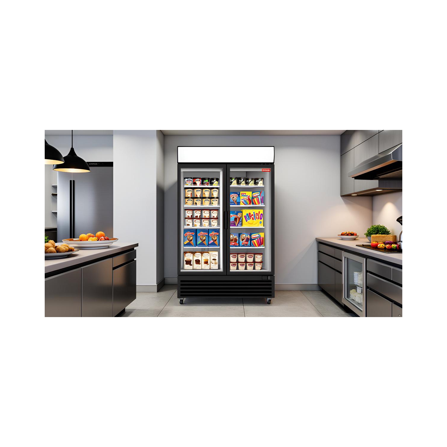 New Air commercial 54 po 43 pi3 avec CONGÉLATEUR DE porte en verre double - Noir