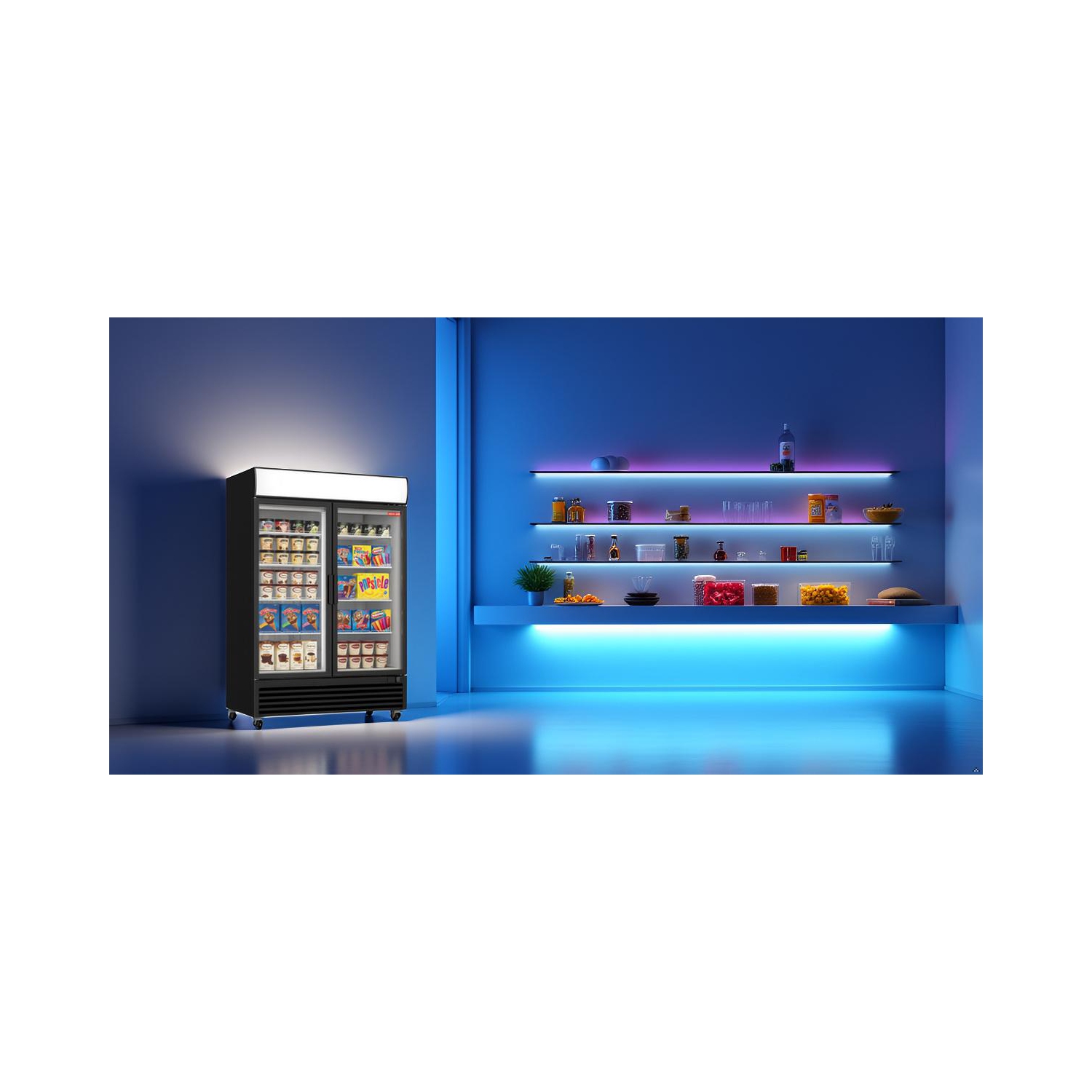 New Air commercial 54 po 43 pi3 avec CONGÉLATEUR DE porte en verre double - Noir