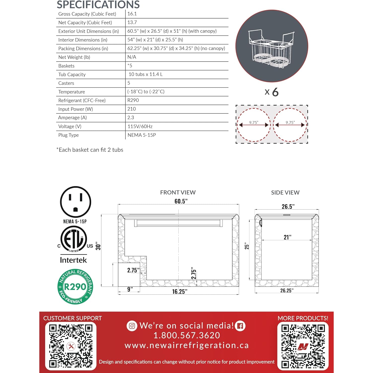 New Air commercial 60 po 16,1 pi3 avec Armoire à crème glacée - Blanc/Gris