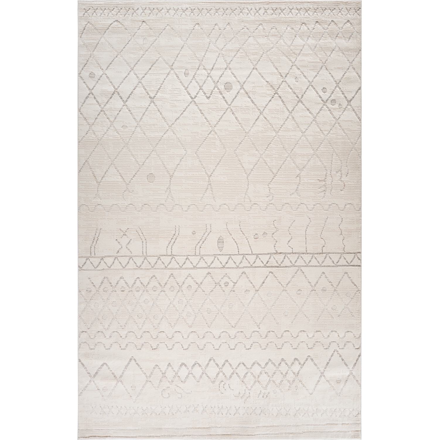 Tapis d'intérieur contemporain Satori style bohème beige/crème