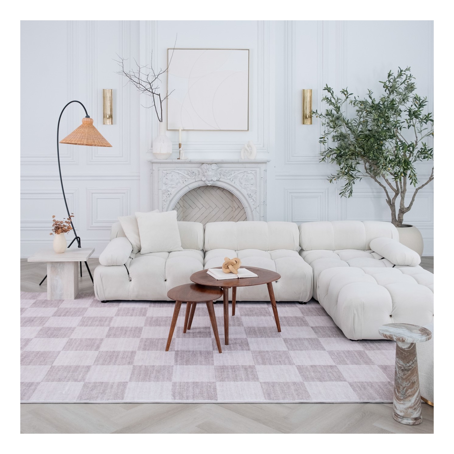 Rug Branch Emil Contemporary Checkered Beige/Brown Area Rug