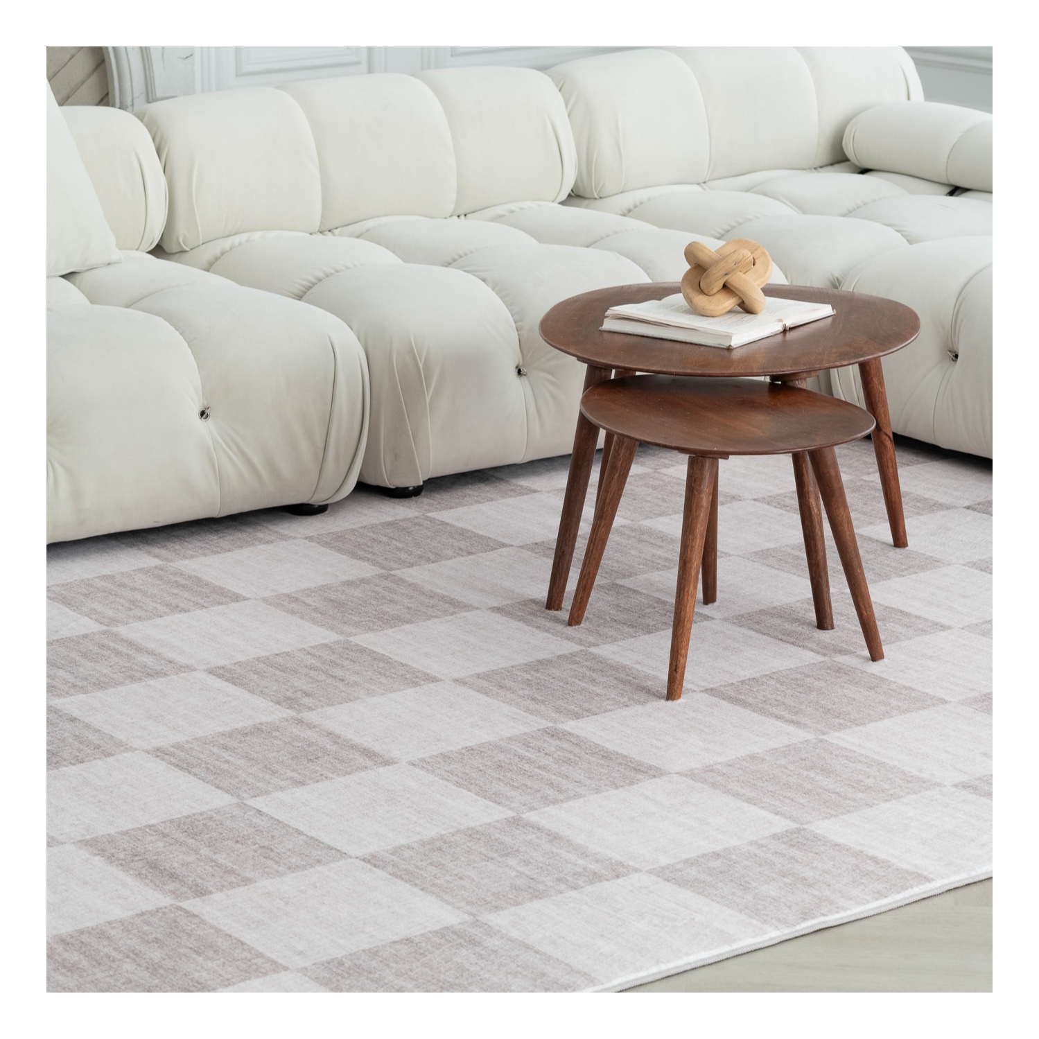 Rug Branch Emil Contemporary Checkered Beige/Brown Area Rug
