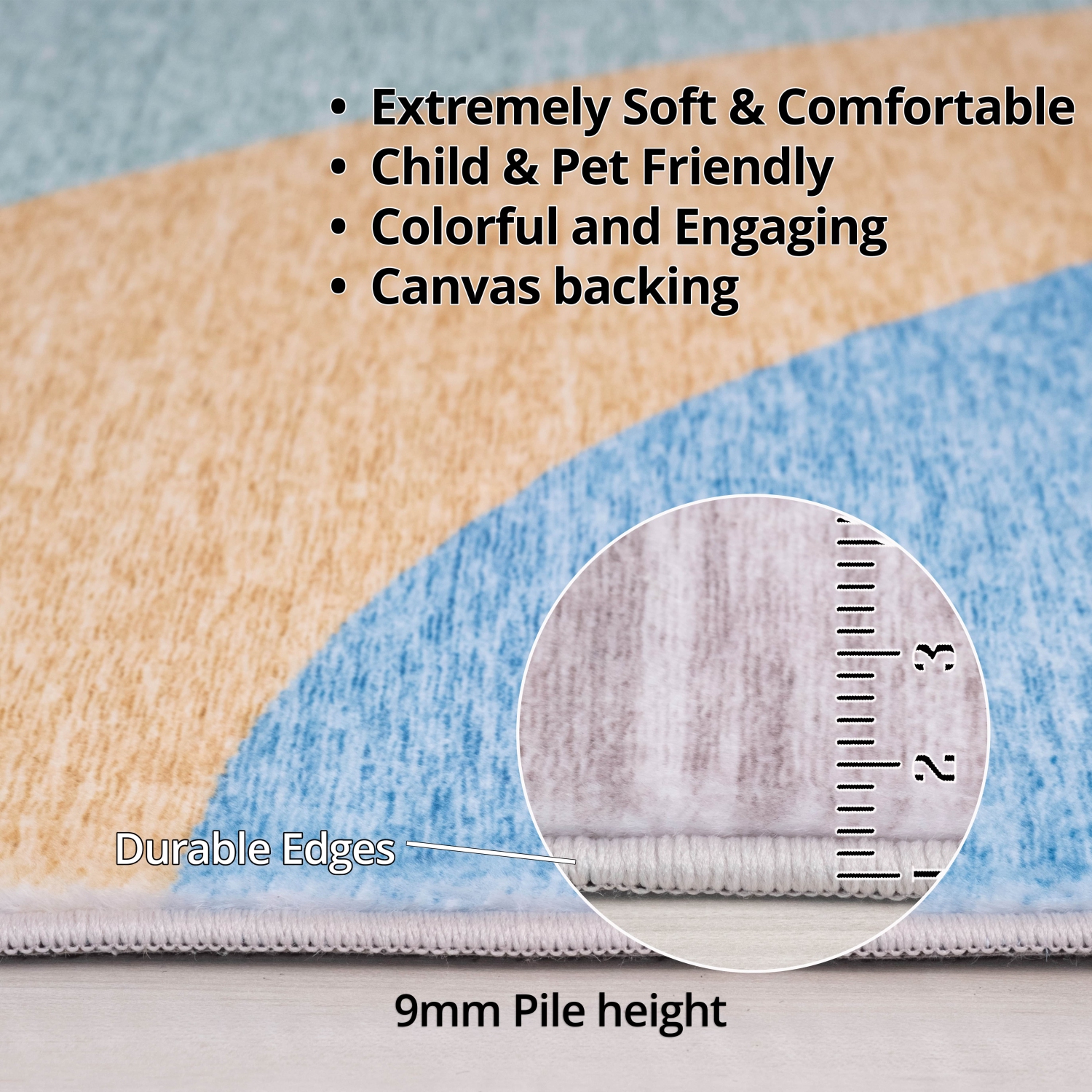 Rug Branch Skye Modern Rainbow Blue/Ivory Kids Area Rug