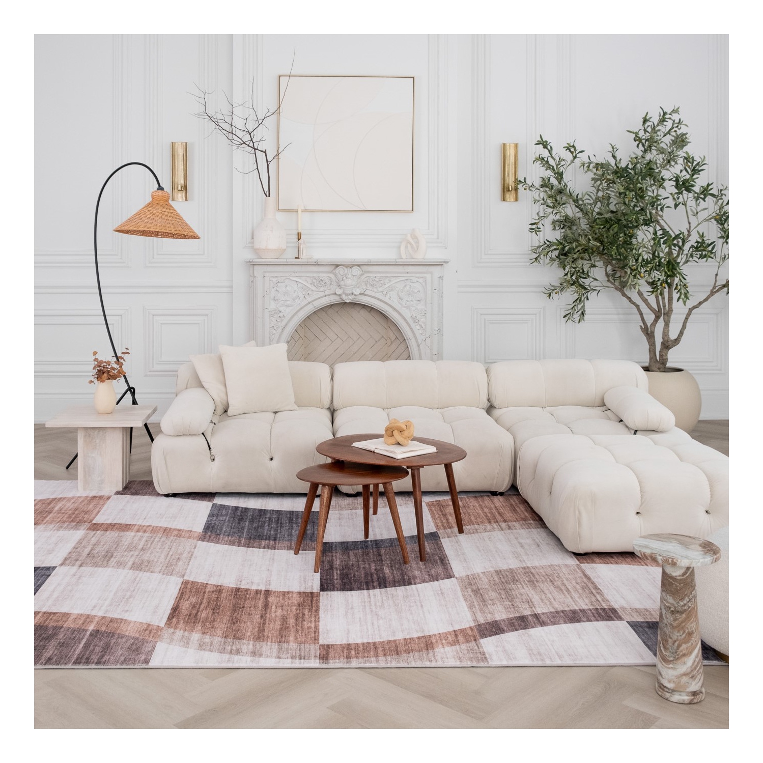 Rug Branch Theo Contemporary Checkered Brown/Beige Area Rug