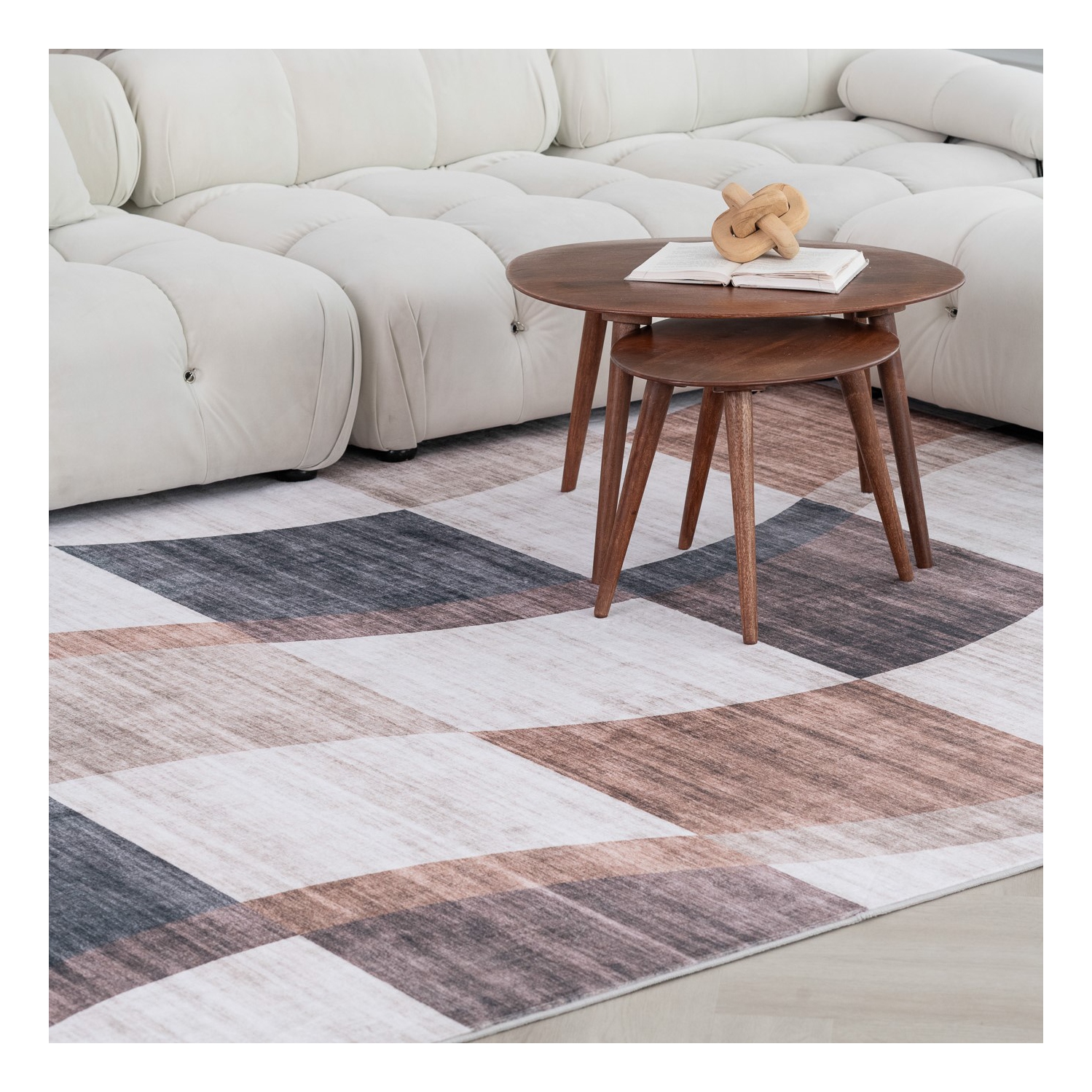 Rug Branch Theo Contemporary Checkered Brown/Beige Area Rug