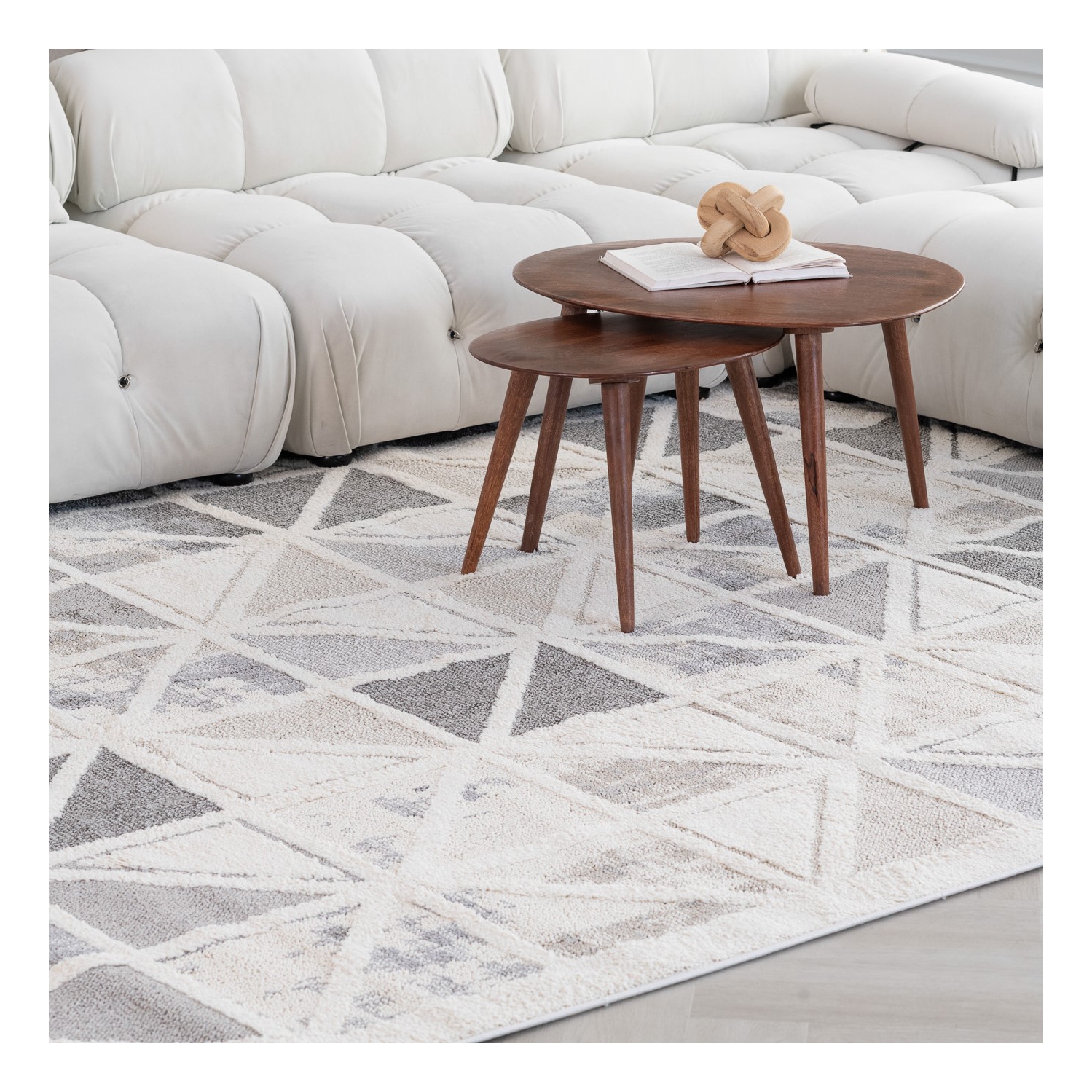 Rug Branch Neerja Contemporary Geometric Cream/Grey Indoor Area Rug