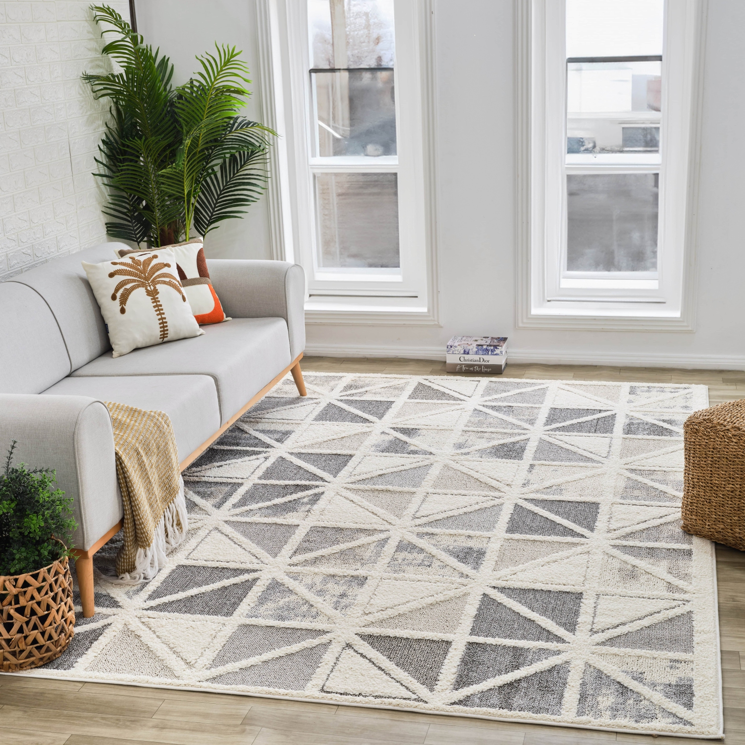 Rug Branch Neerja Contemporary Geometric Cream/Grey Indoor Area Rug