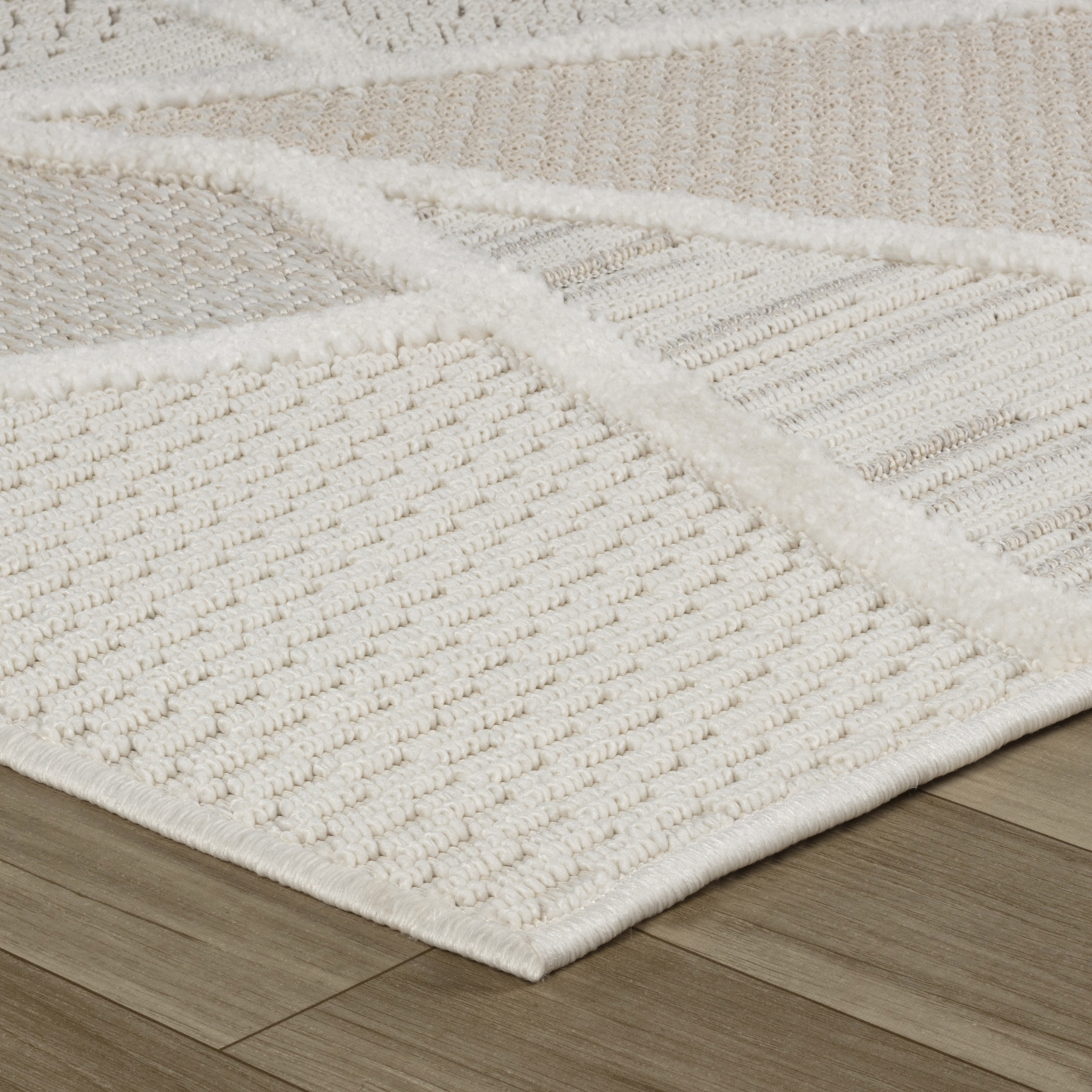 Tapis d'intérieur à motif géométrique comtemporain Novara crème/beige