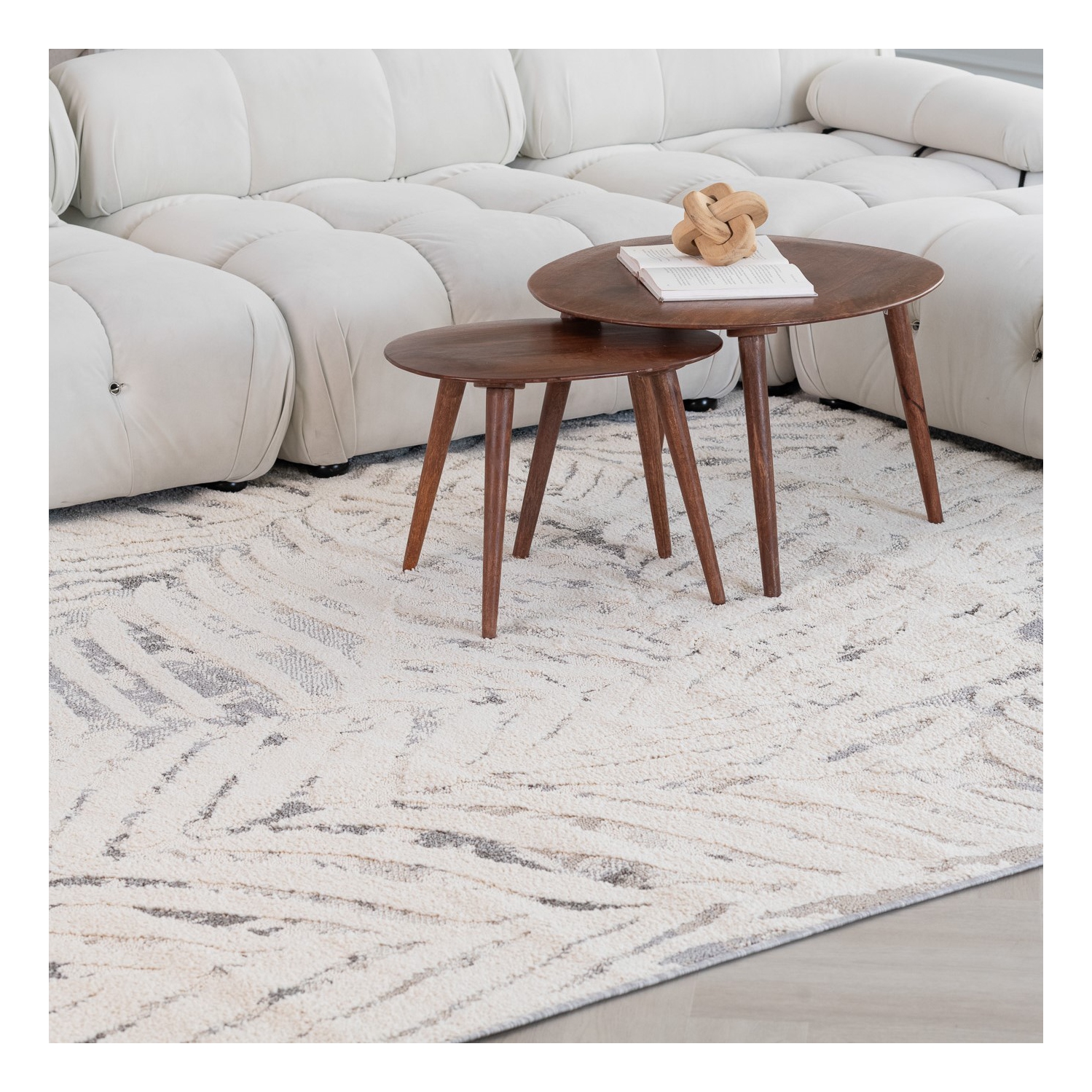 Rug Branch Neerja Contemporary Botanical Cream/Grey Indoor Area Rug