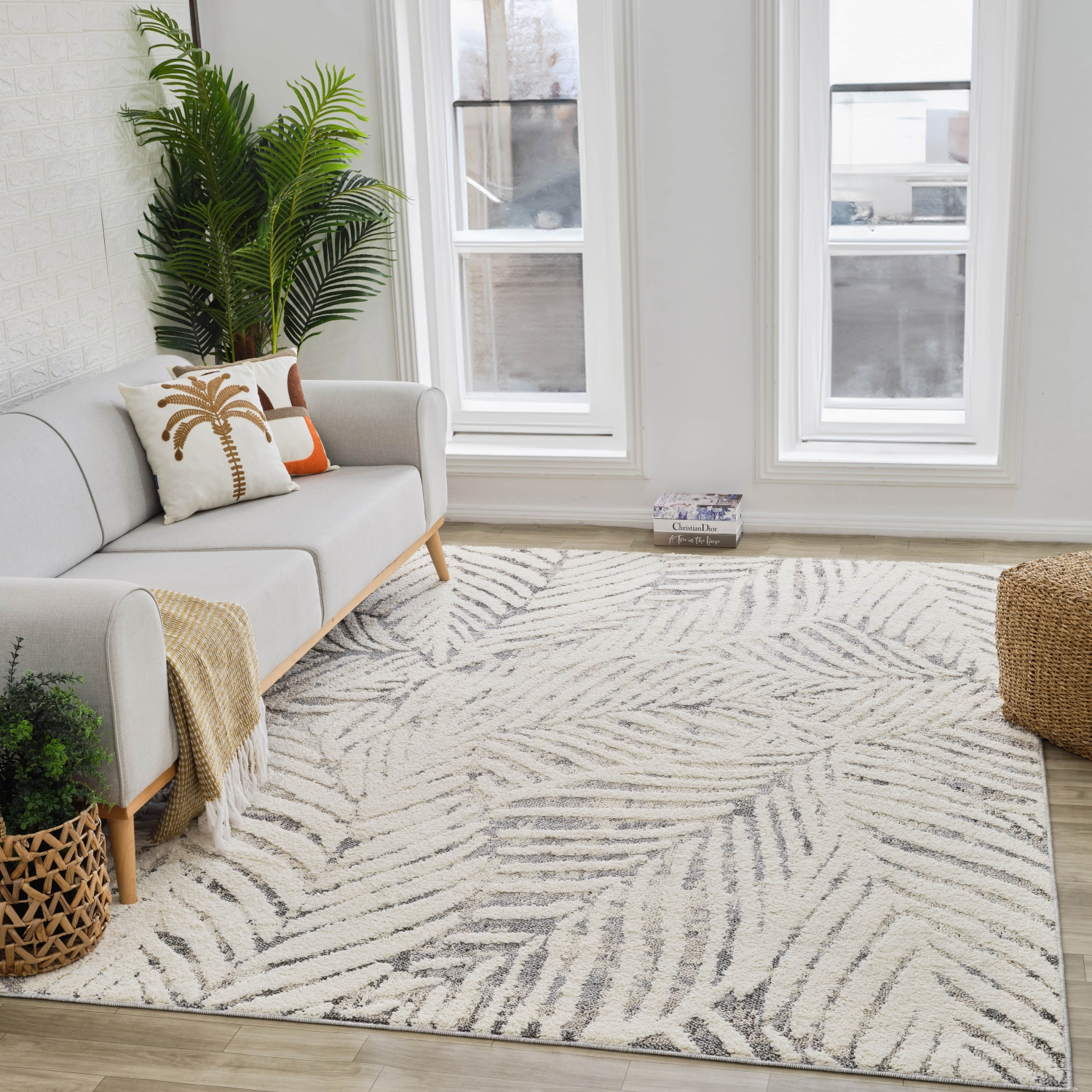 Rug Branch Neerja Contemporary Botanical Cream/Grey Indoor Area Rug