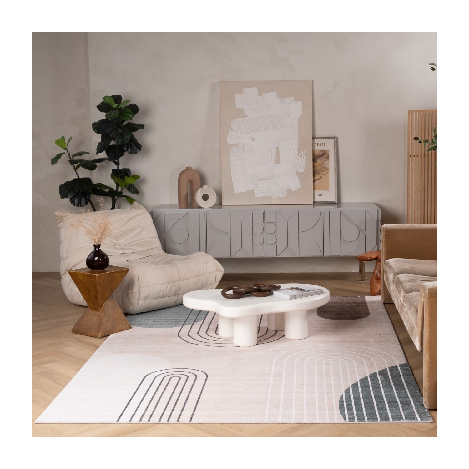 Rug Branch Arlo Mid-Century Modern Abstract Beige/Green Area Rug