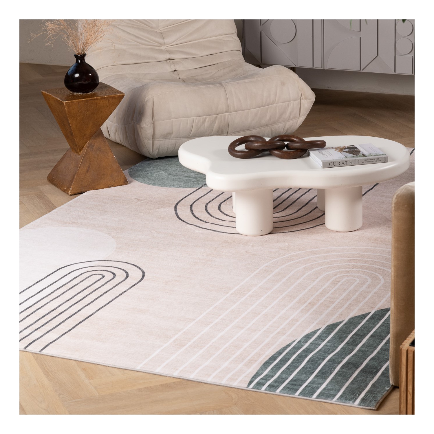 Rug Branch Arlo Mid-Century Modern Abstract Beige/Green Area Rug