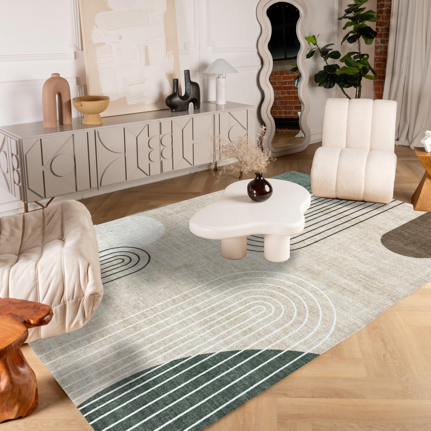 Rug Branch Arlo Mid-Century Modern Abstract Beige/Green Area Rug