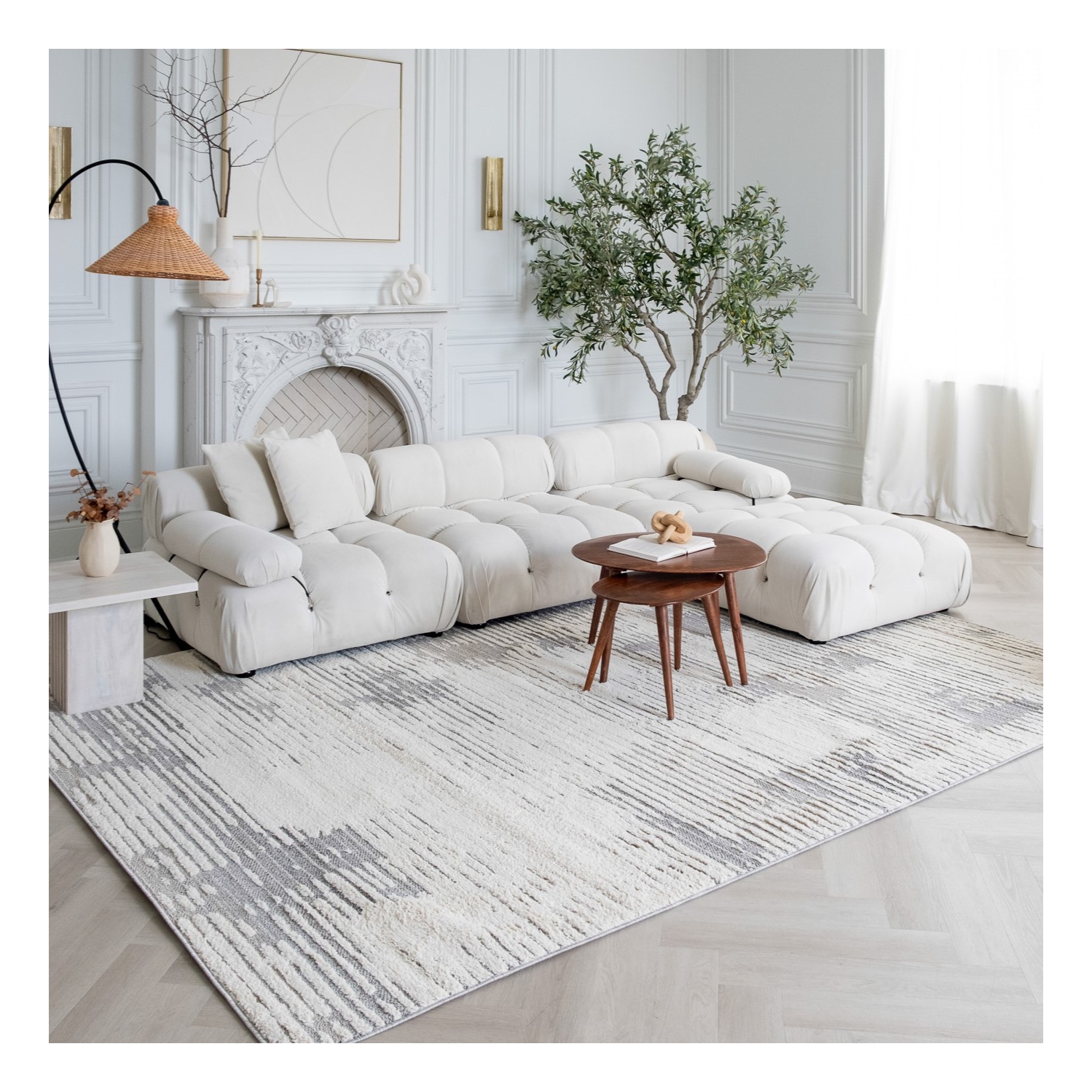 Rug Branch Kasumi Contemporary Abstract Cream/Grey Indoor Area Rug