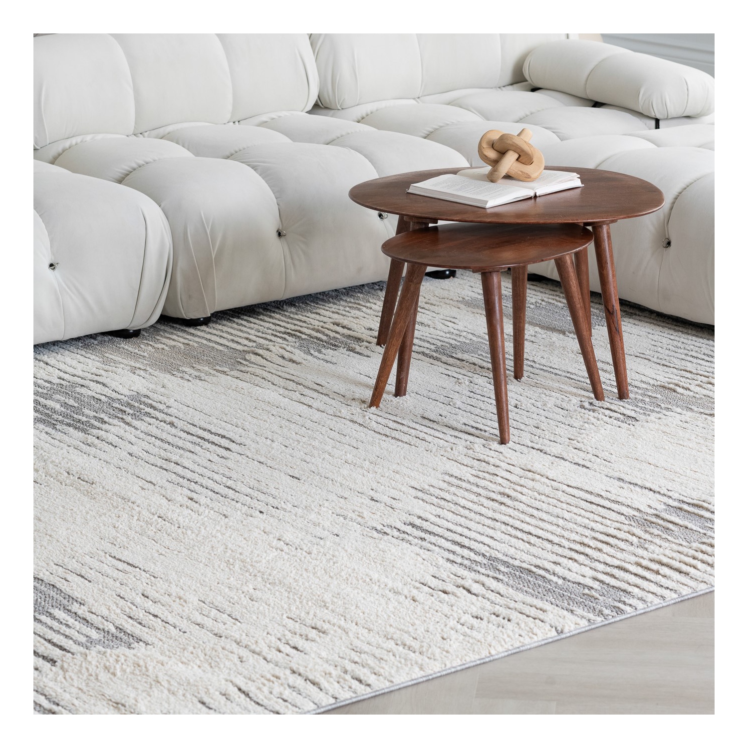 Rug Branch Kasumi Contemporary Abstract Cream/Grey Indoor Area Rug