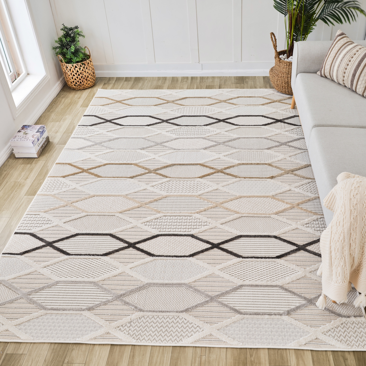 Rug Branch Solin Comtemporary Geometric Cream/Beige Indoor Area Rug