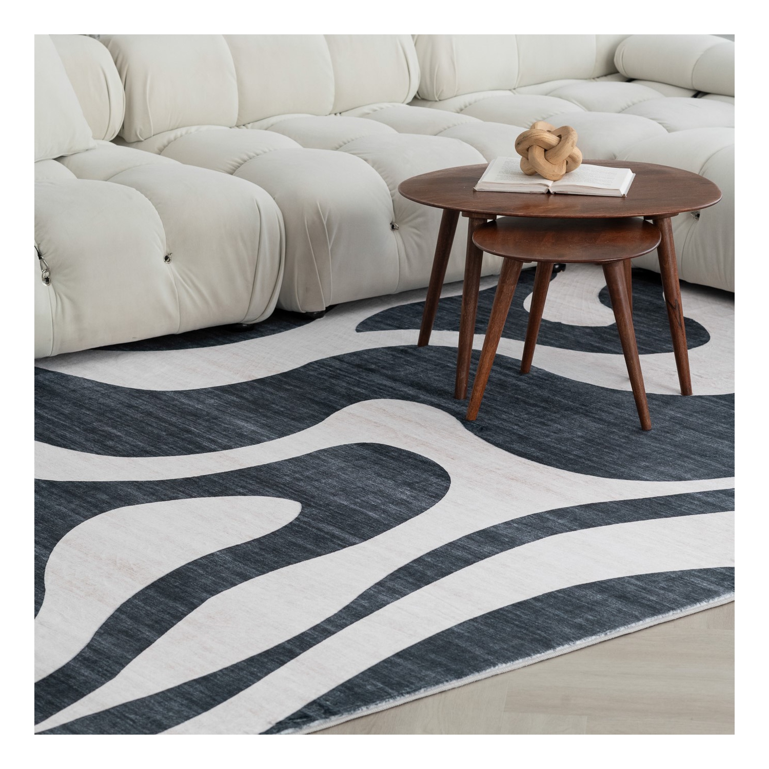 Rug Branch Elliot Contemporary Abstract Wave Black/White Area Rug