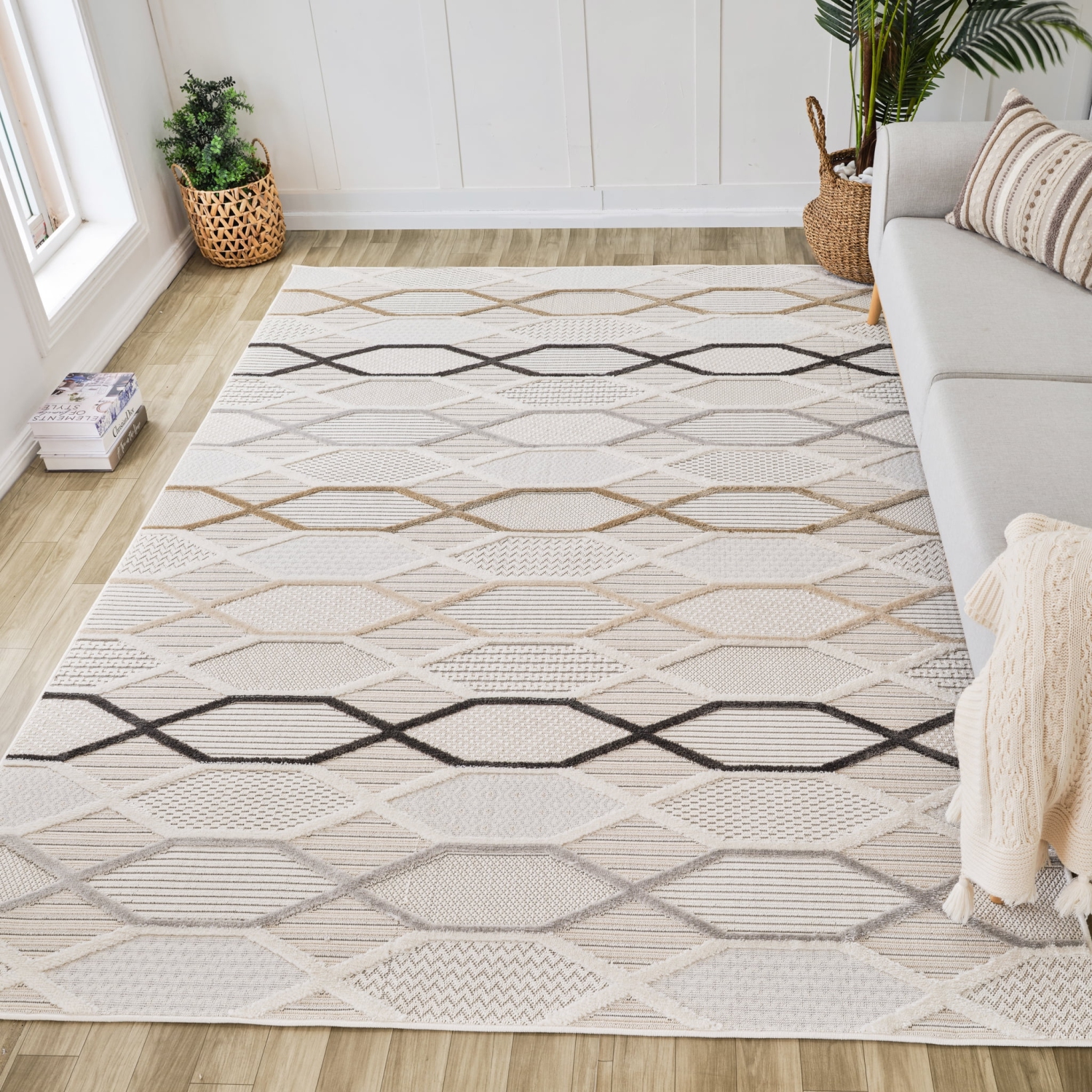 Rug Branch Solin Comtemporary Geometric Cream/Beige Indoor Area Rug