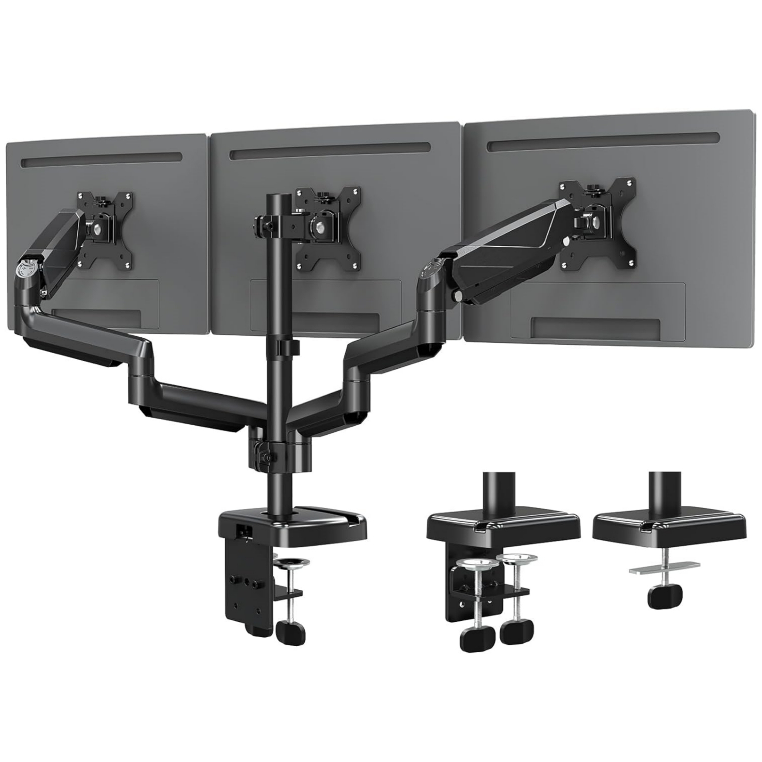 Triple Monitor Mount - Monitor Desk Mount for 3 Computer Screens Up to 27 inch, Triple Monitor Arm with Gas Spring, Heavy Duty Monitor Stand, Each
