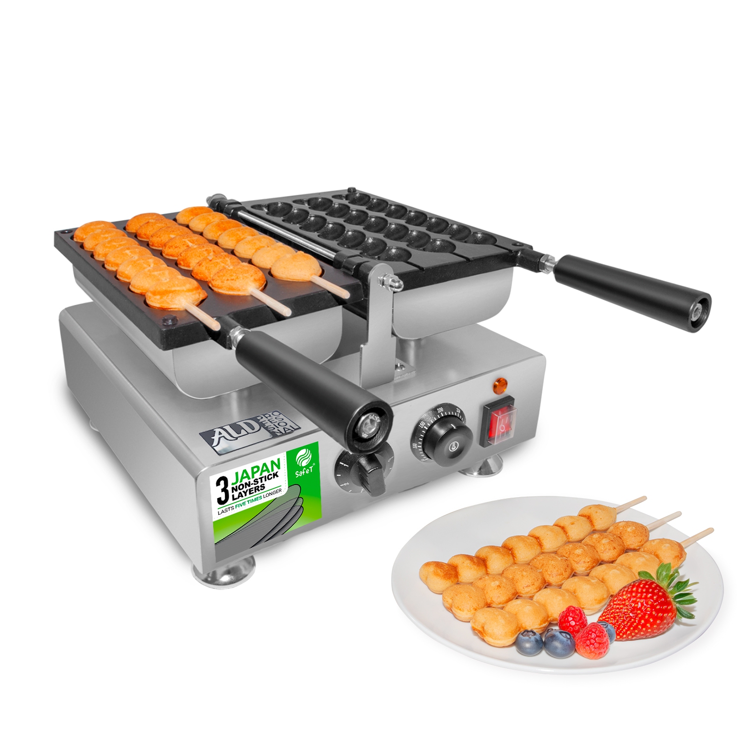AP-446 Waffle Stick Maker | 3 Heart-Shaped Waffles | Babycakes Waffle Iron | 110V