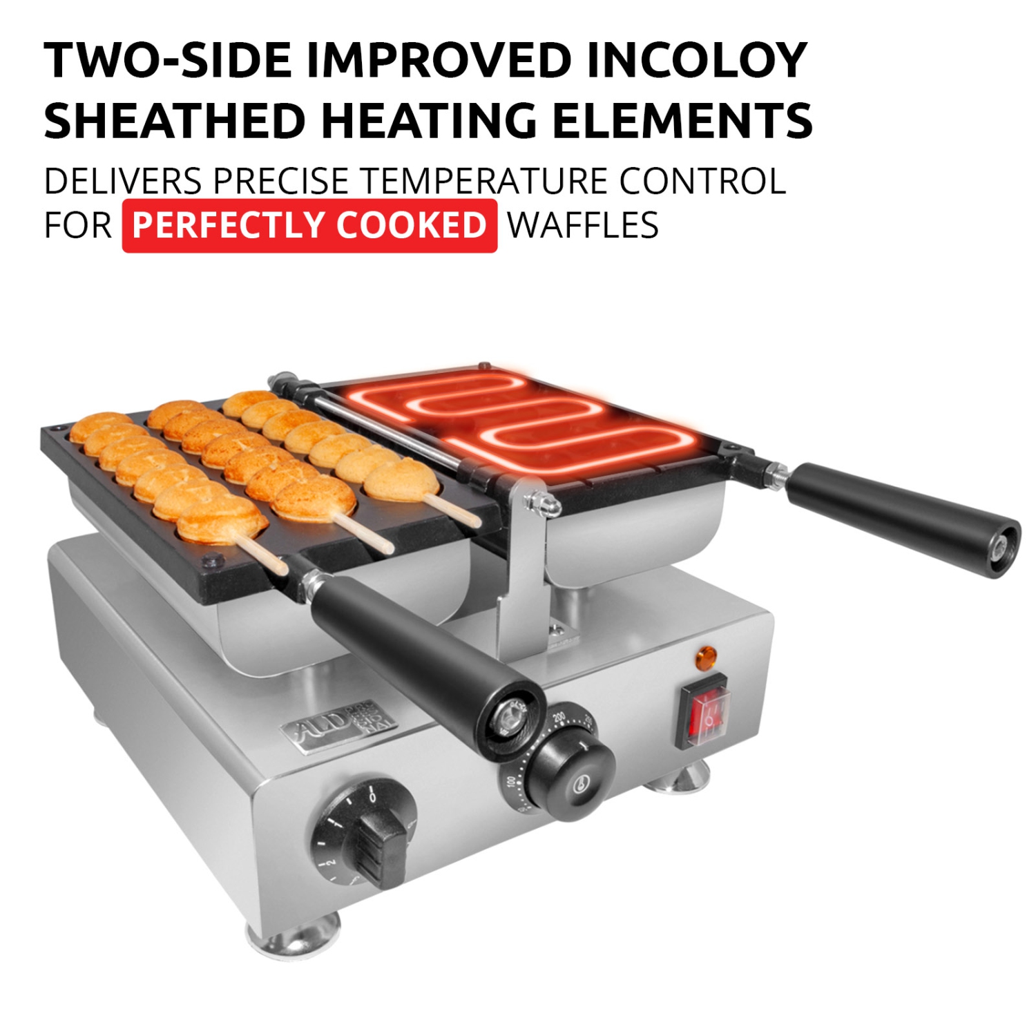 AP-446 Waffle Stick Maker | 3 Heart-Shaped Waffles | Babycakes Waffle Iron | 110V