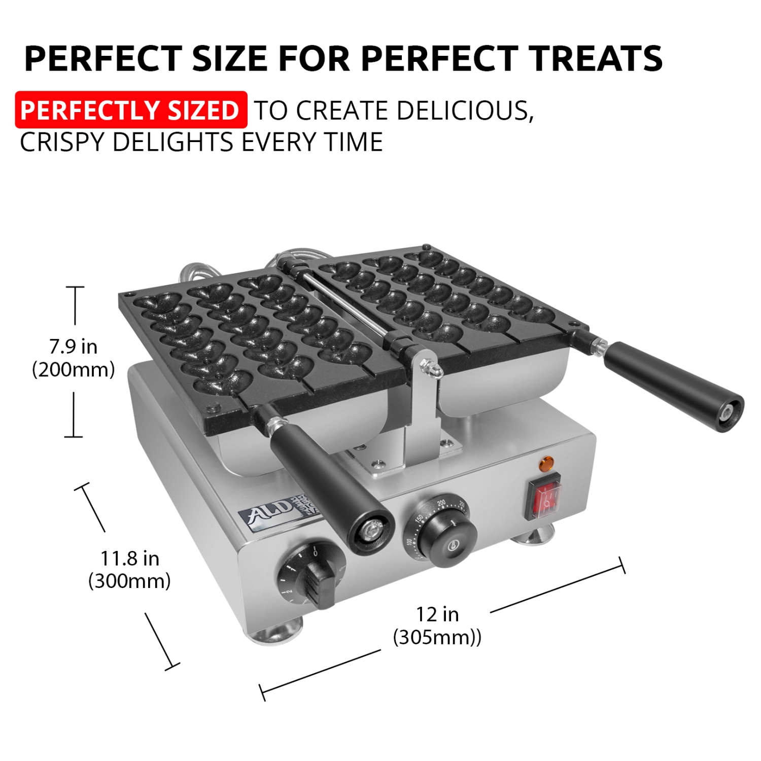 AP-446 Waffle Stick Maker | 3 Heart-Shaped Waffles | Babycakes Waffle Iron | 110V