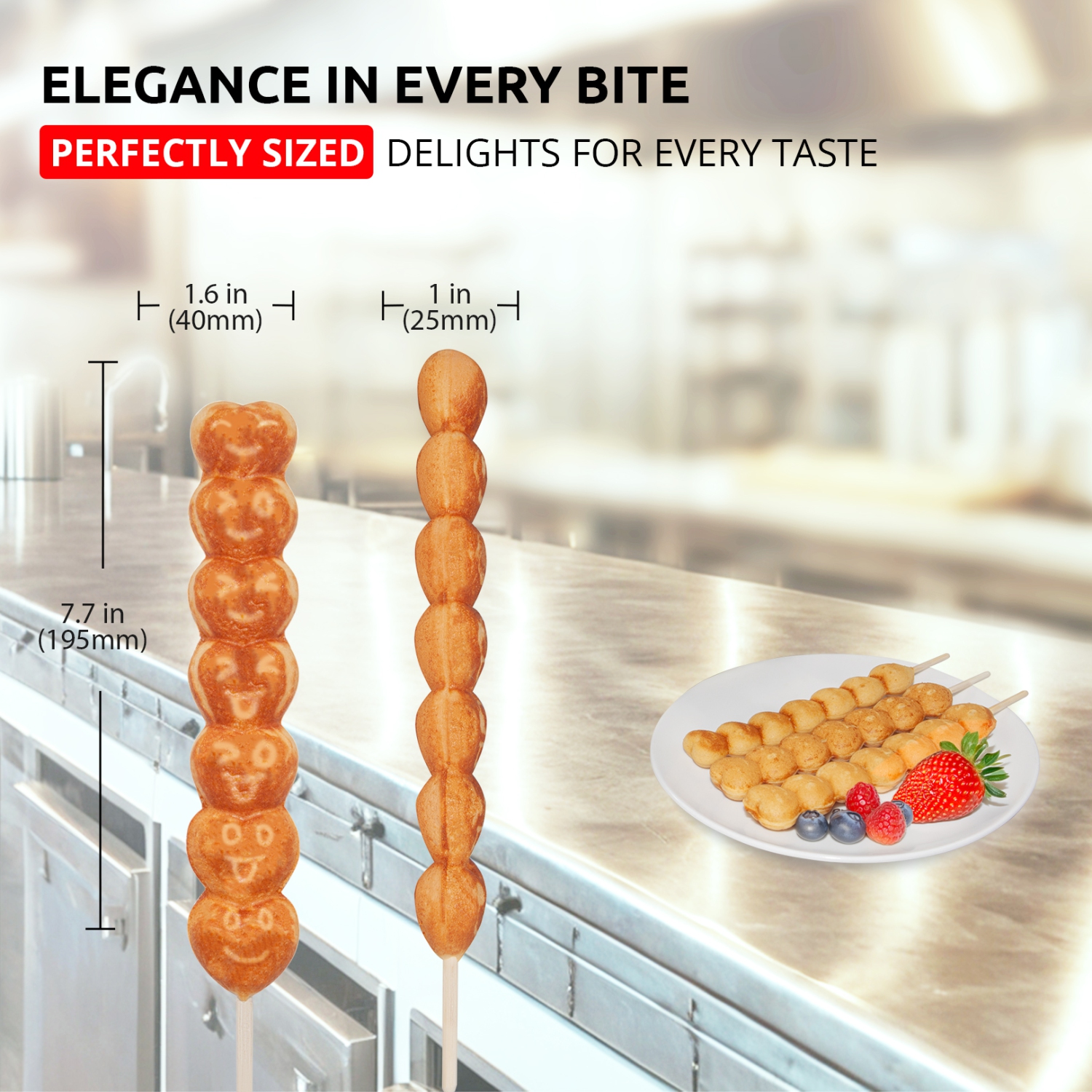 AP-446 Waffle Stick Maker | 3 Heart-Shaped Waffles | Babycakes Waffle Iron | 110V