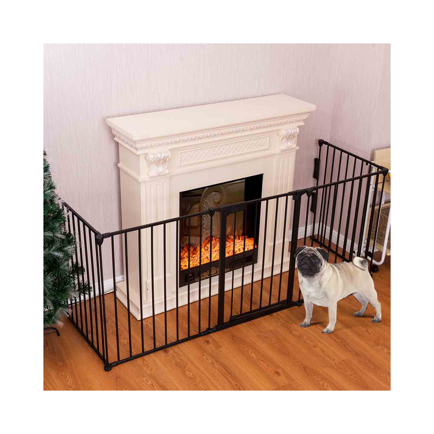 Clôture de foyer Topbuy barrière de sécurité en métal pour bébé animal de compagnie barrière de foyer