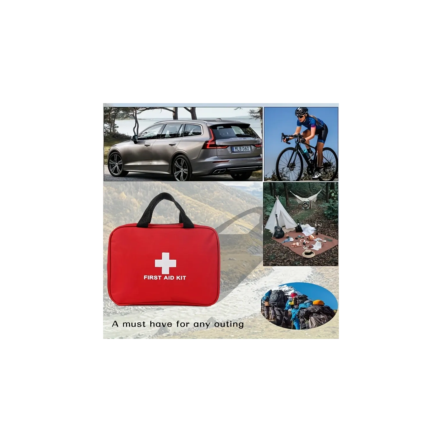 Trousse de premiers soins portative pour les voyages en plein air, le camping, la randonnée | Sac de fournitures d'urgence tout usage