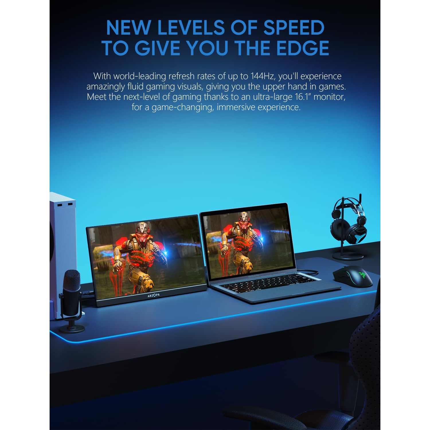ARZOPA 16.1'' 144Hz FHD 1080P Portable Gaming Monitor with HDR - G1 Game
