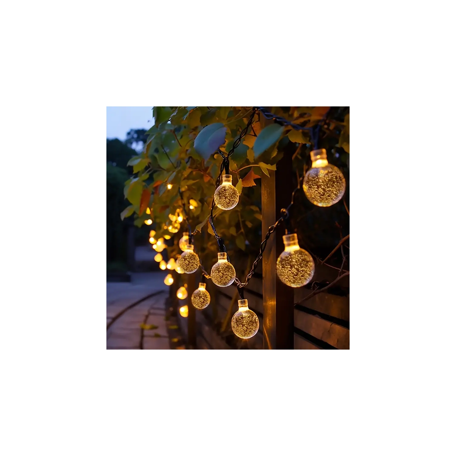 Solar Outdoor LED String Lights - 72ft 200 LED Crystal Globe, 8 Modes | Garden, Patio, Tree Decor