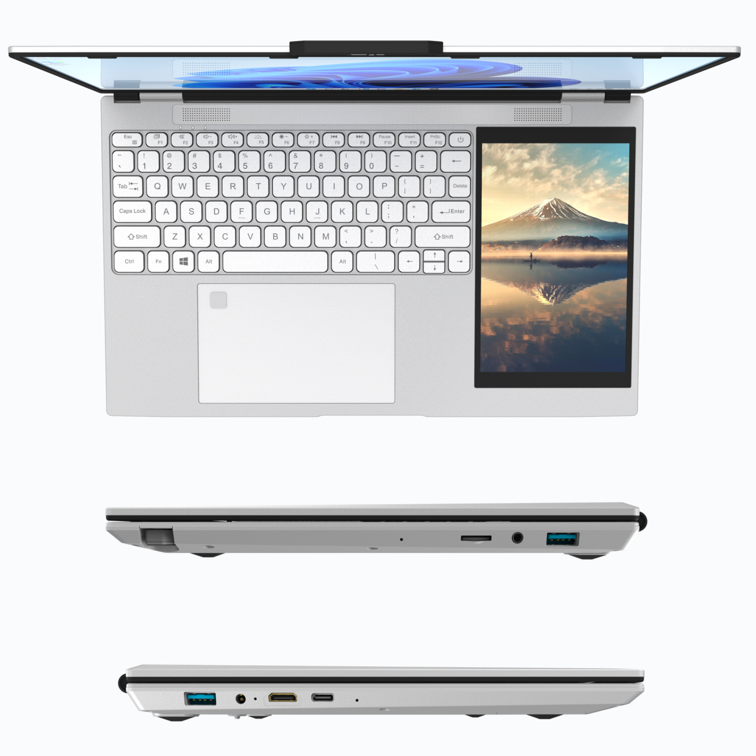 Portable de 11&nbsp;po à écran tactile miniature IPS de 15&nbsp;po de TUTT E156D argenté | Processeur N95 d'Intel MD, clavier rétroéclairé Wi-Fi