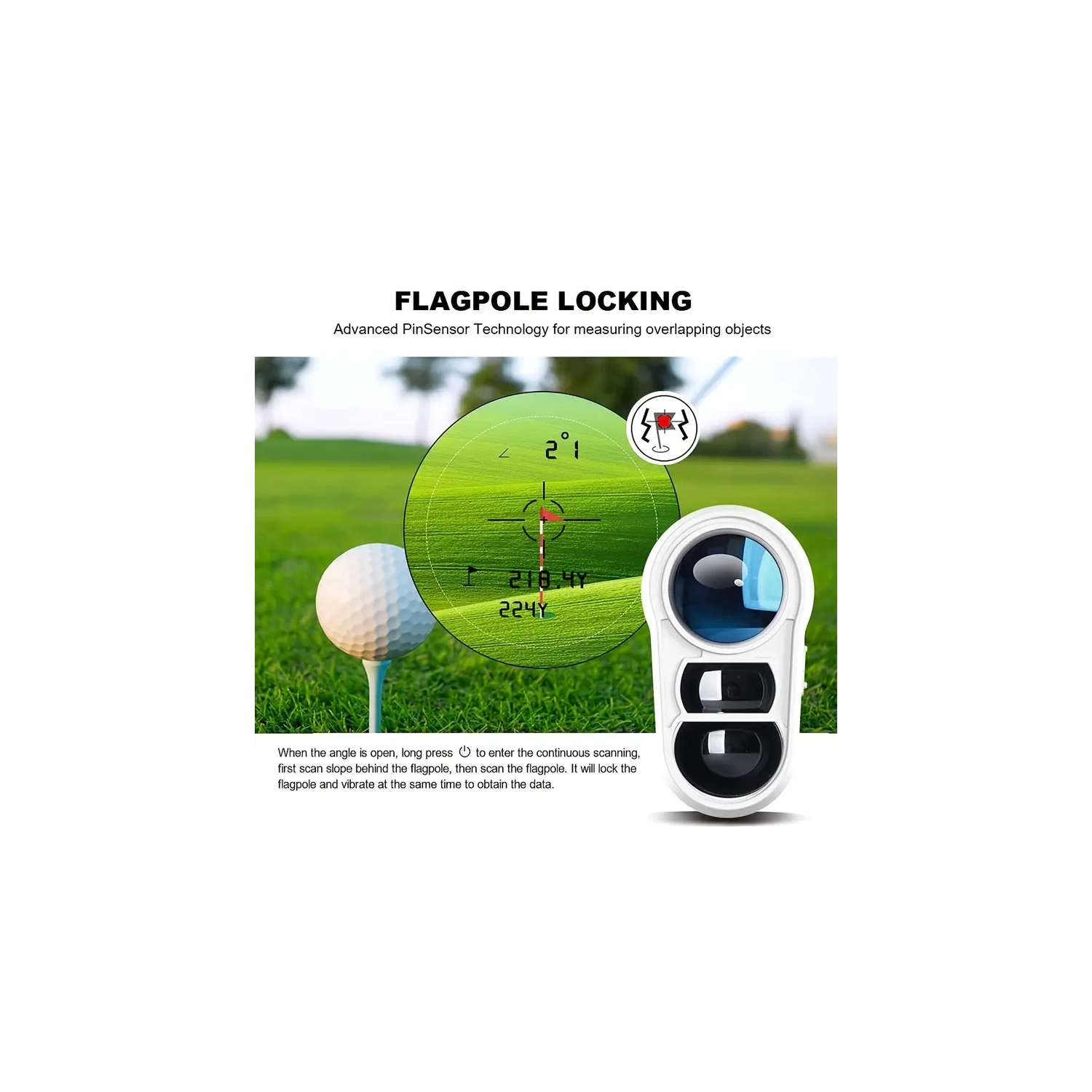 Télémètre de golf avec vibration de blocage de pente et de goupille | Laser 1000YDS, tournoi légal, batterie rechargeable