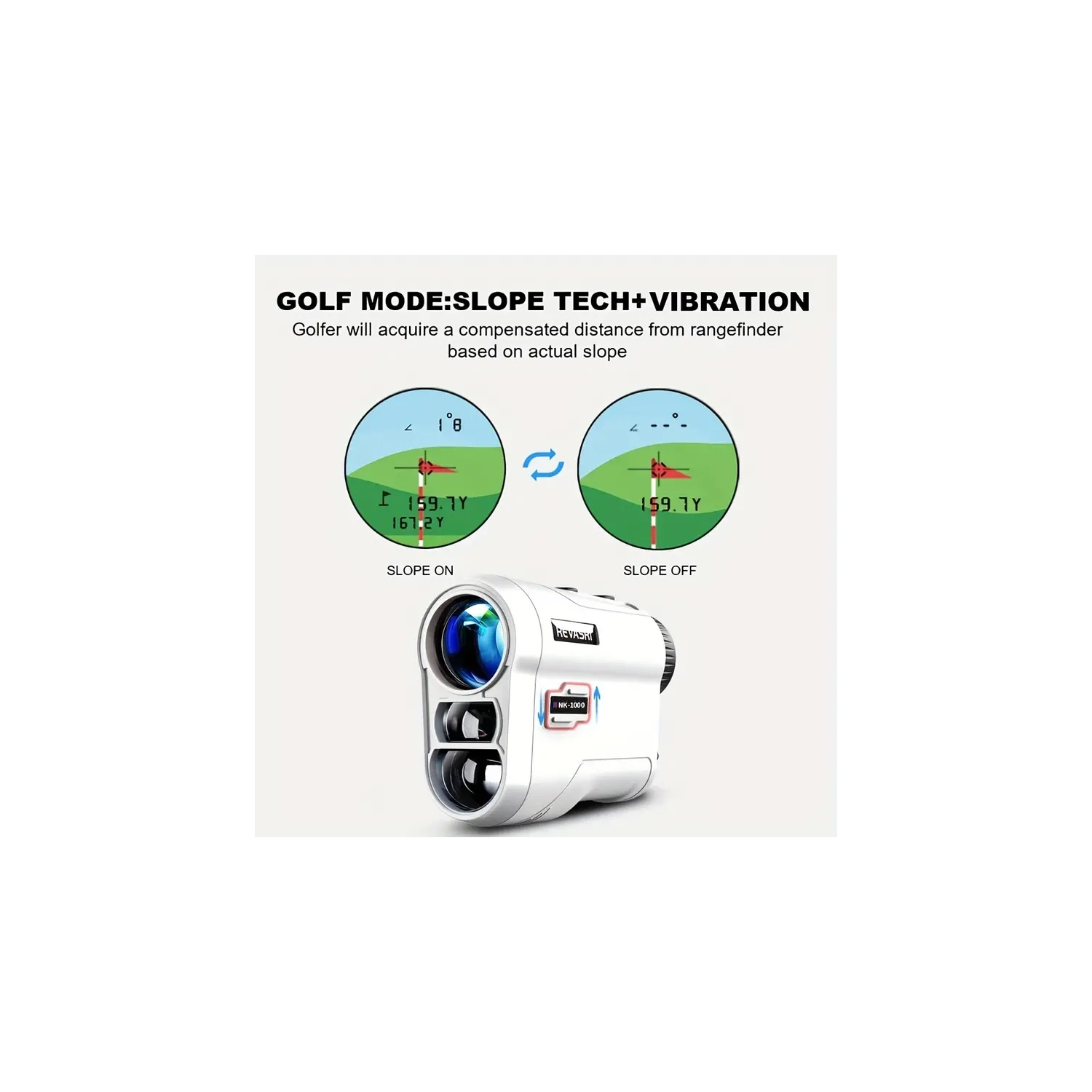 Télémètre de golf avec vibration de blocage de pente et de goupille | Laser 1000YDS, tournoi légal, batterie rechargeable