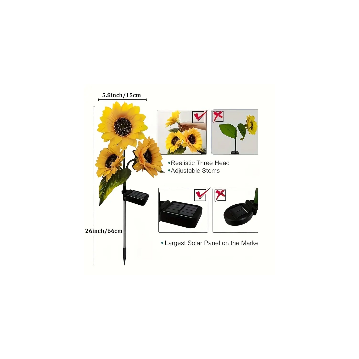 Sunflower Solar Lights 2 Pack | Perfect Decorative Lighting for Patio, Lawn, Garden, Yard, Pathway