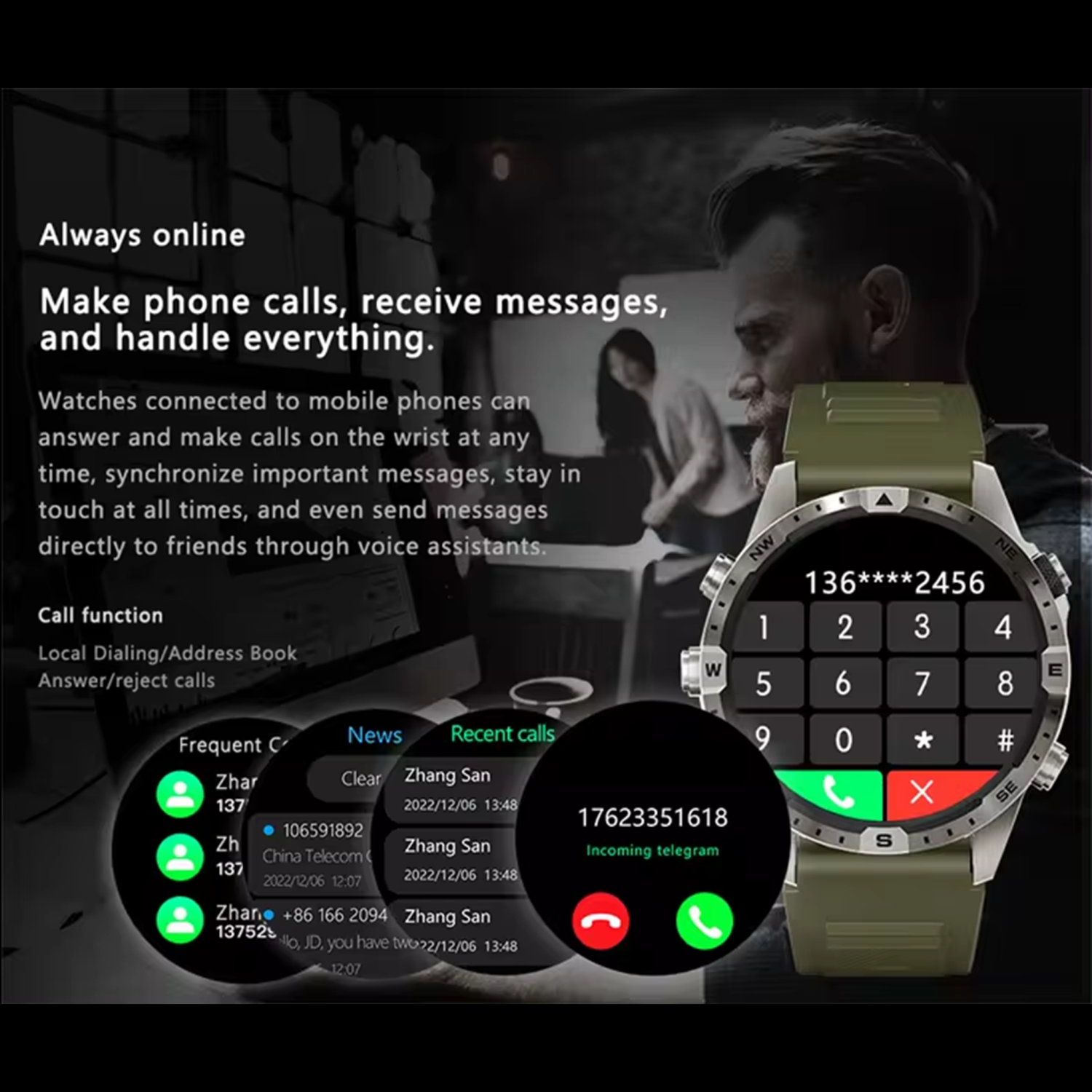 Explorer GT45 Smart Watch for Men 1.6" HD Display BT Call & Text Waterproof Sports Mode Pedometer Fitness Tracker smartwatch for Android iOS iPhone