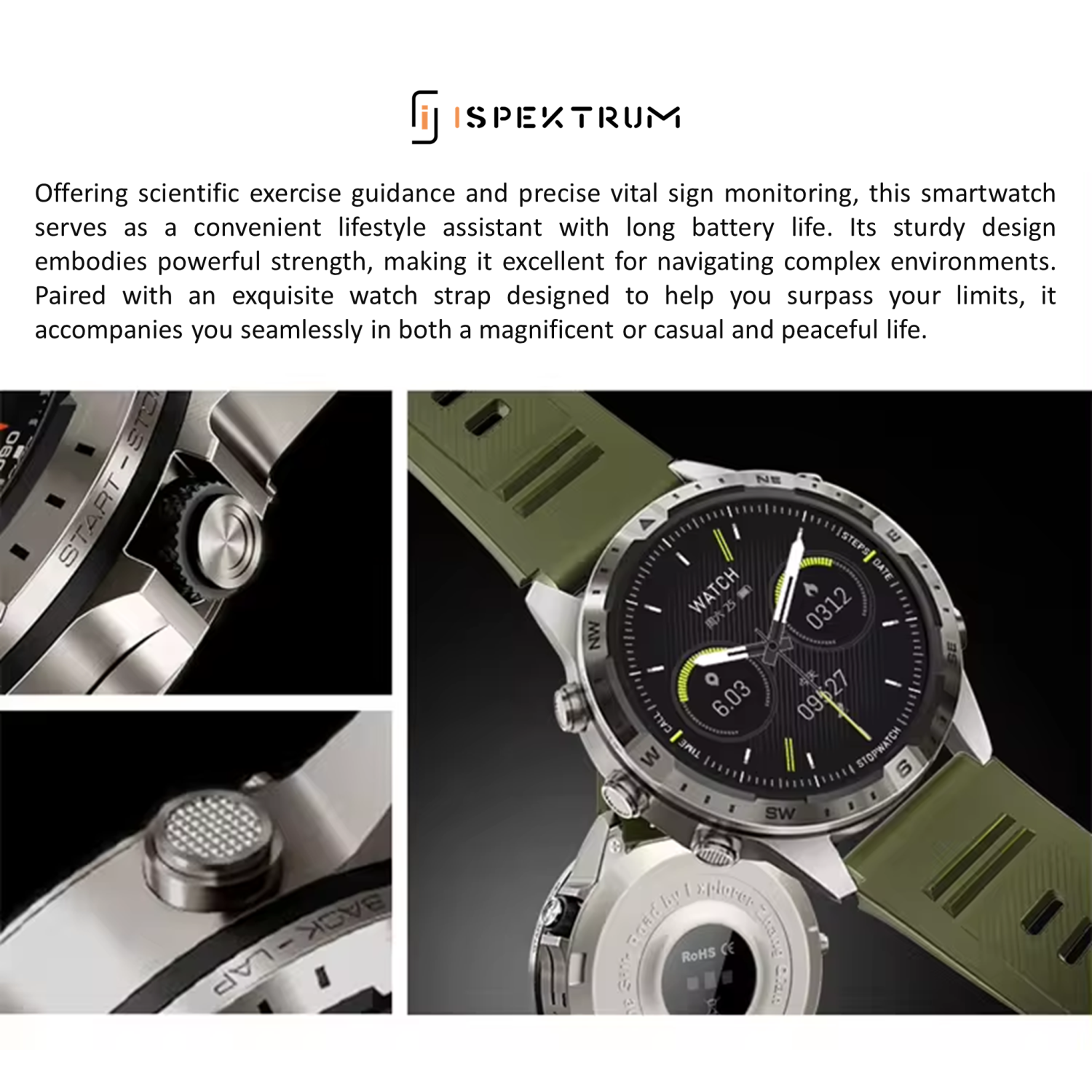 Explorer GT45 Smart Watch for Men 1.6" HD Display BT Call & Text Waterproof Sports Mode Pedometer Fitness Tracker smartwatch for Android iOS iPhone