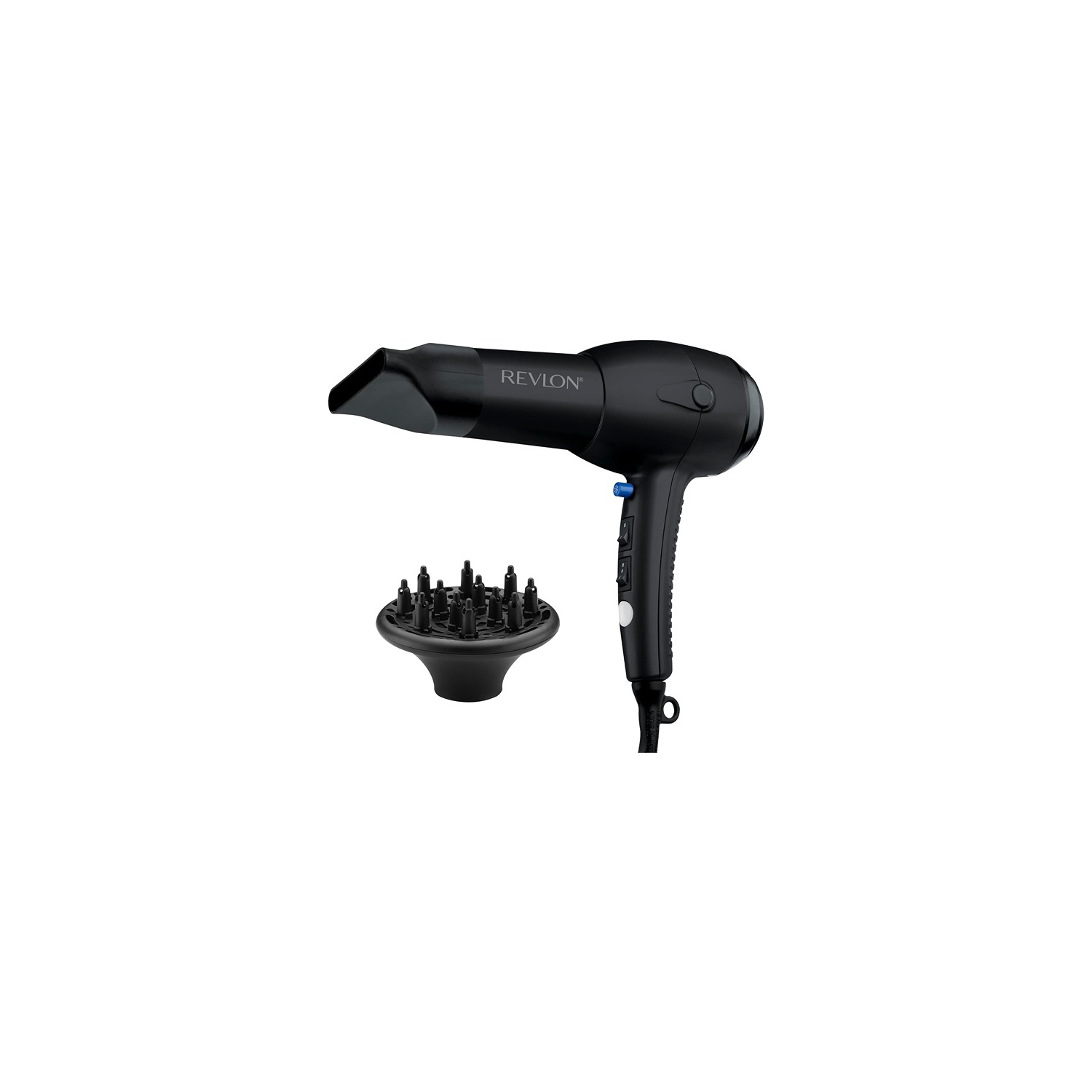 REVLON 27.9 x 10.5 x 22.9 cm RV544FBLK Advanced Ionic Technology Hair Dryer with Diffuser Powerful Ionic Hair Dryer with Concentrator Black