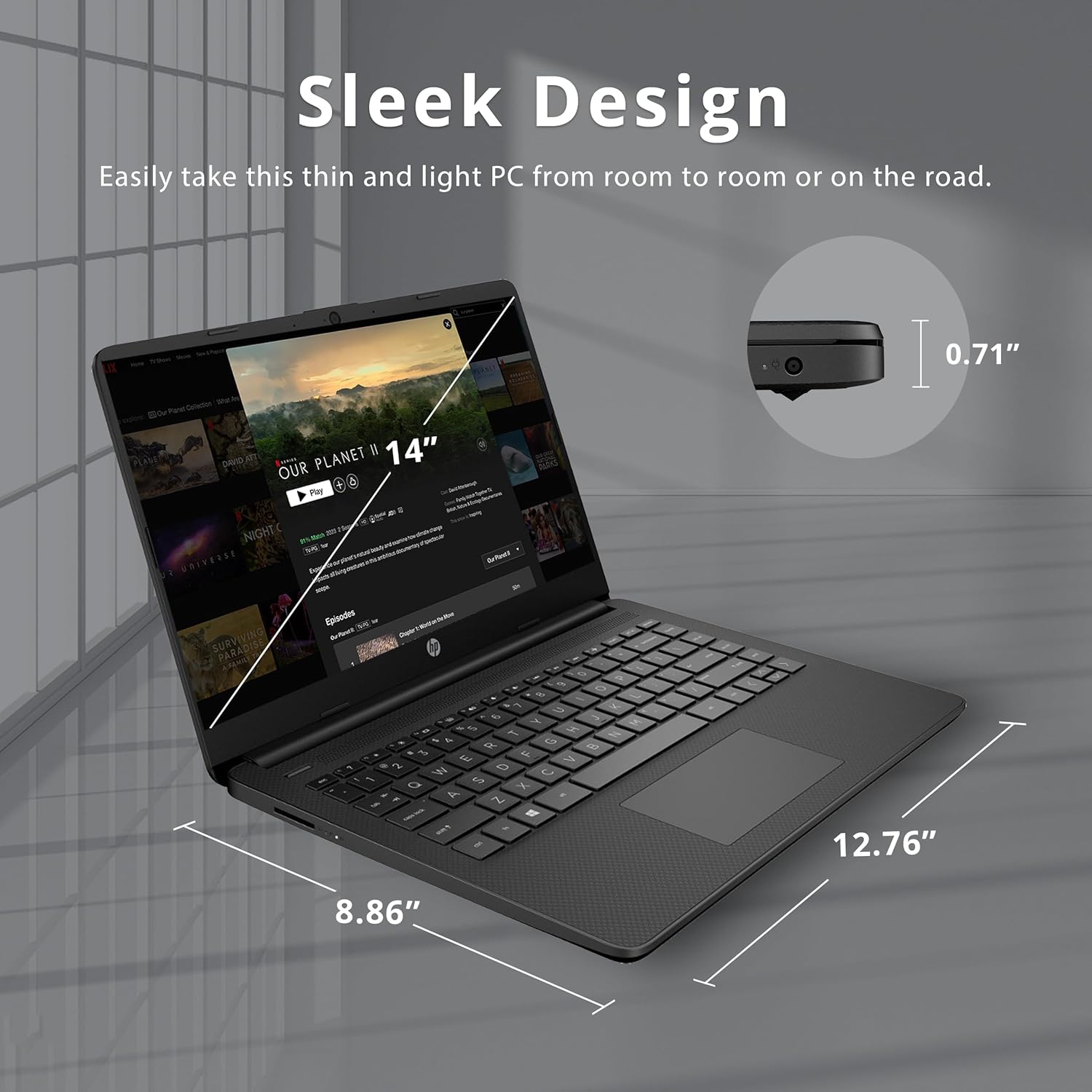 HP Premium Stream 14" HD BrightView Laptop, Intel Celeron N4000, 64GB eMMC, 8GB RAM, Intel UHD Graphics, HD Webcam, 1 Year Office 365, HDMI, Win 11s,