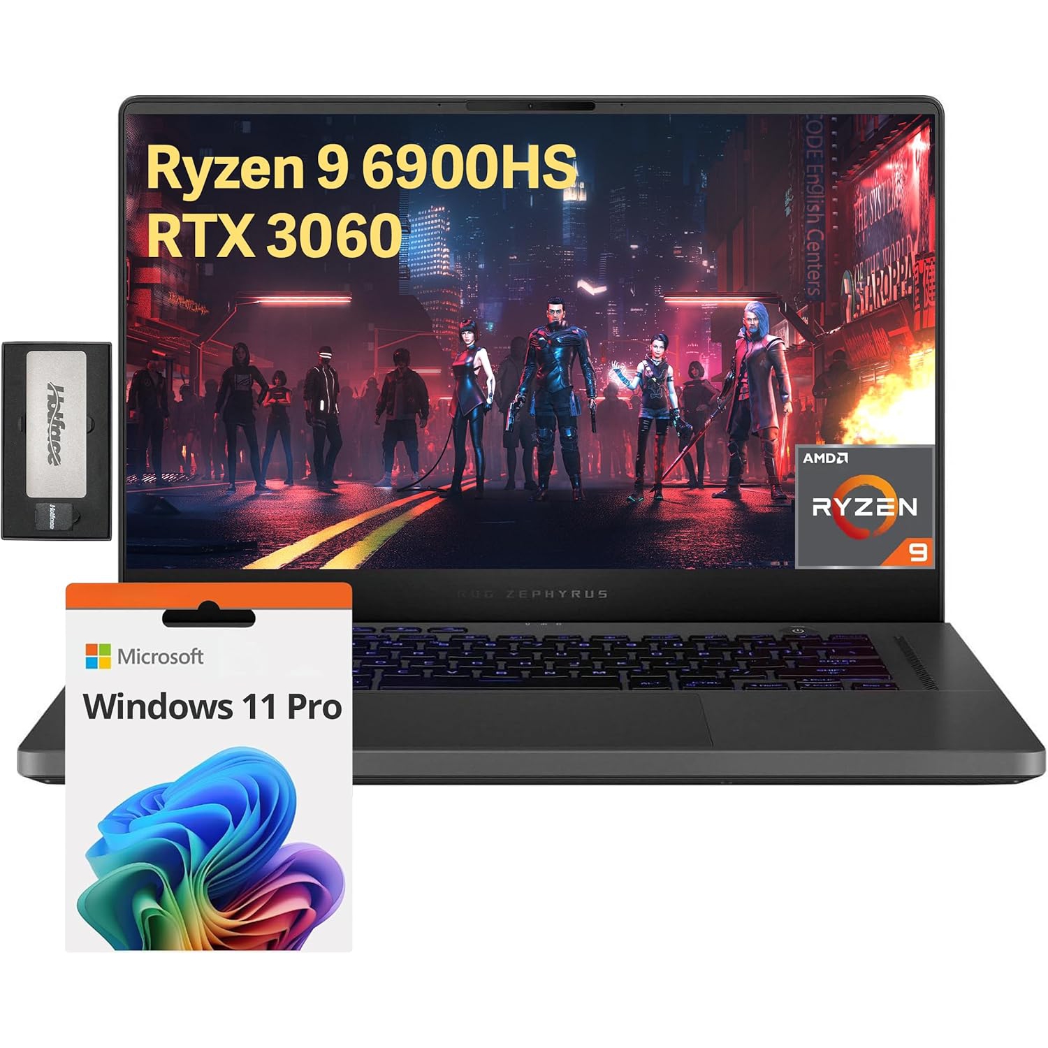 ASUS ROG Zephyrus 15.6" WQHD 165Hz Gaming Laptop, AMD Ryzen 9 6900HS, 1TB PCIe SSD, 16GB DDR5 RAM, NVIDIA GeForce RTX 3060 8G, Win 11 Pro, Gray, 256GB Docking Station