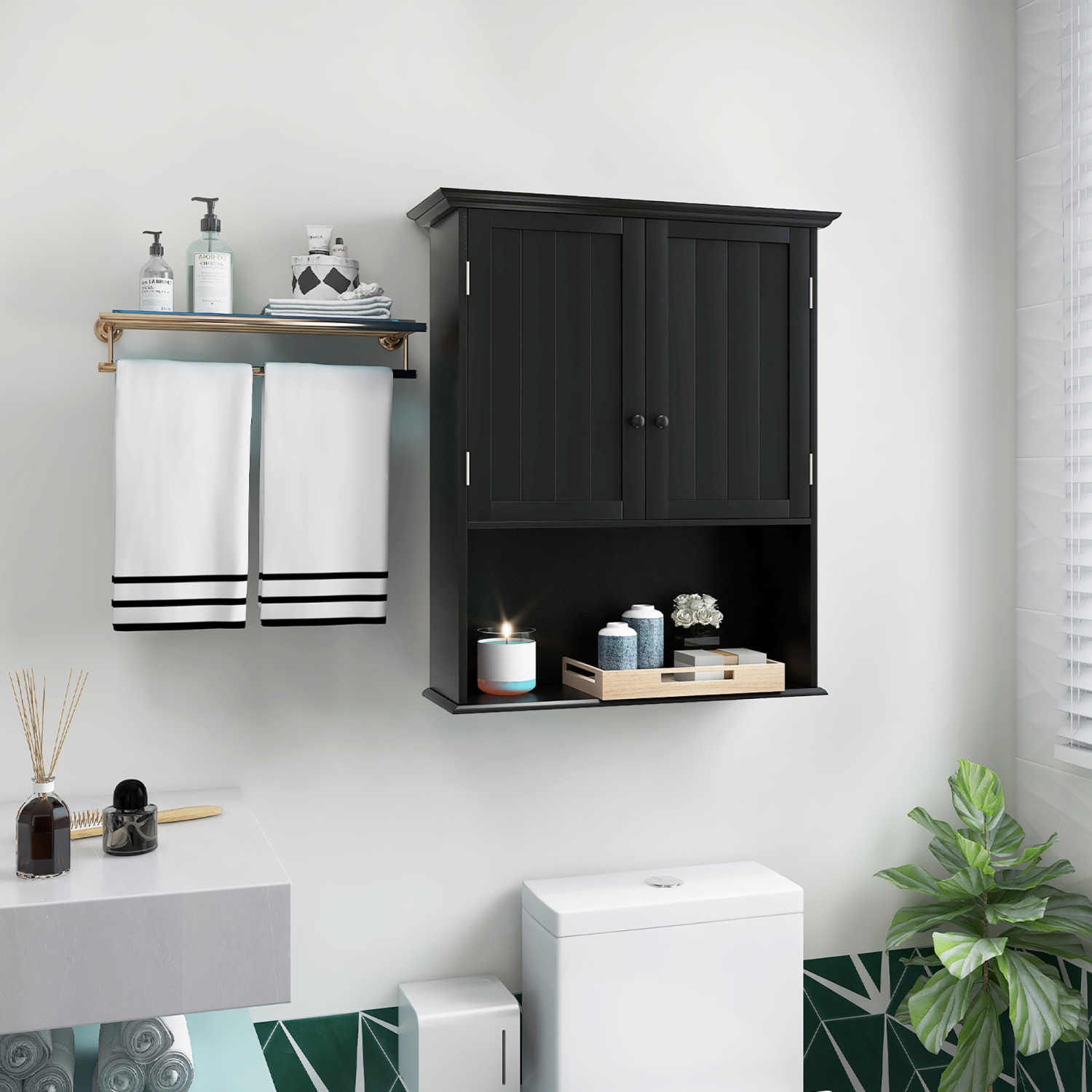 Meuble de rangement mural en bois pour armoire de salle de bain de Costway