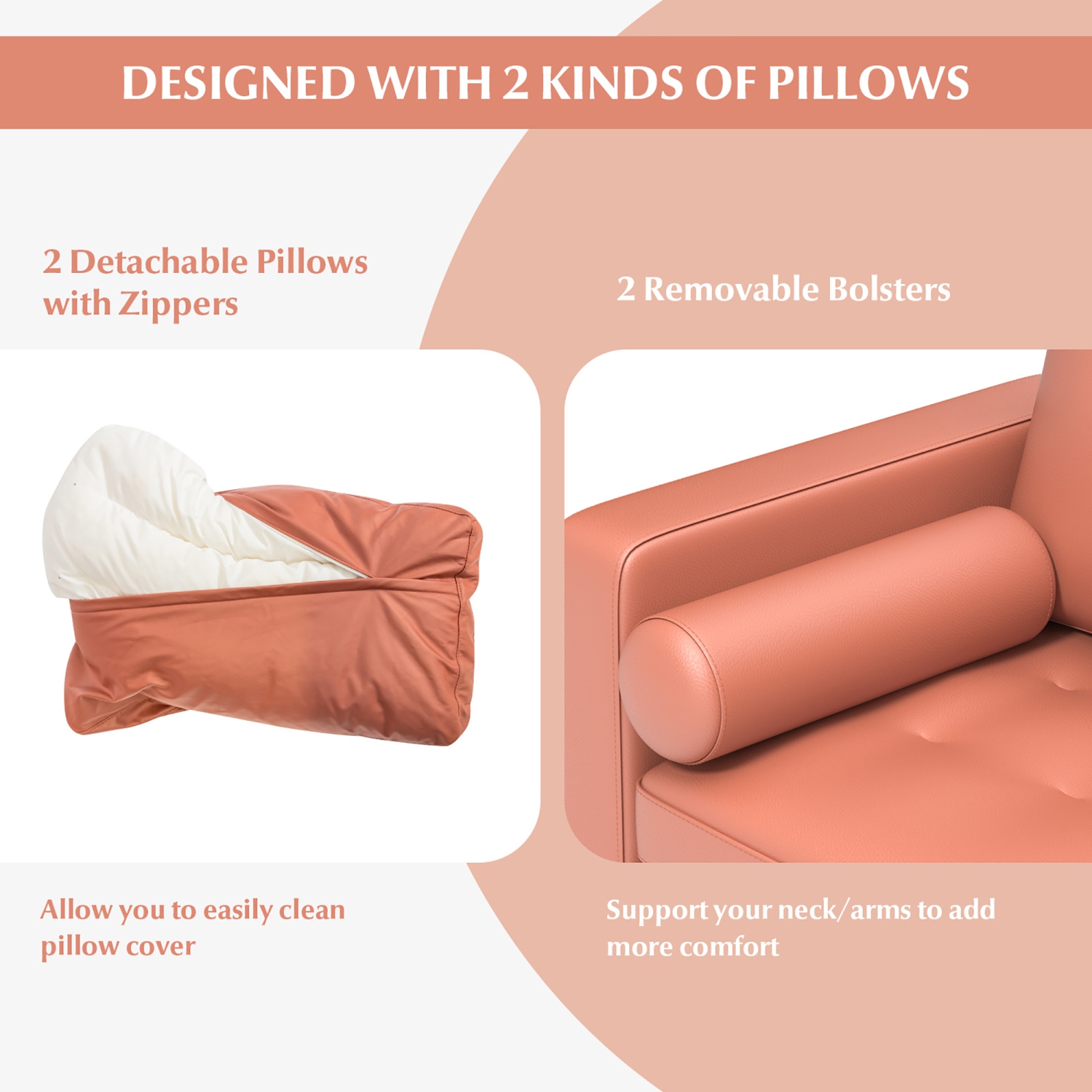 Causeuse moderne à 2 sièges avec 2 coussins de rangement latéraux de Costway