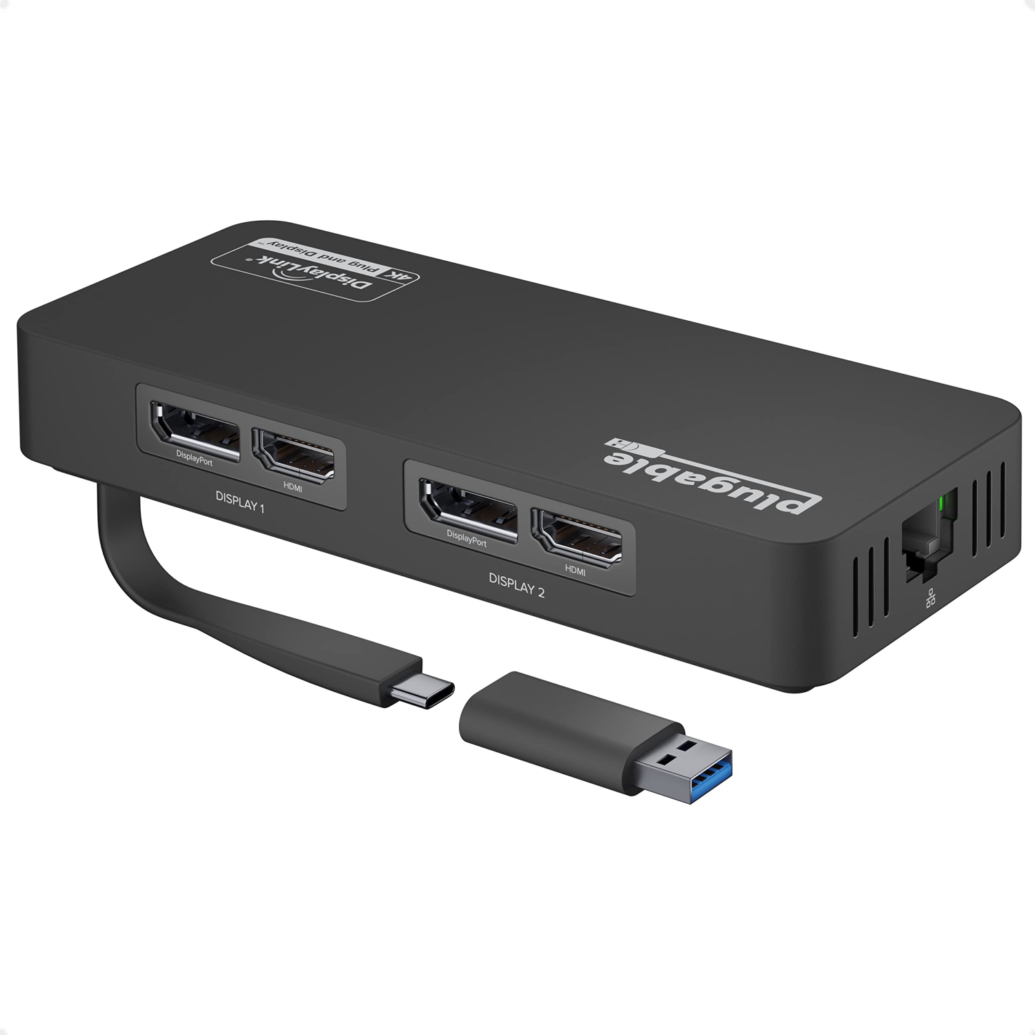 Adaptateur USB de type C double 4K HDMI et Ethernet Gigabit enfichable