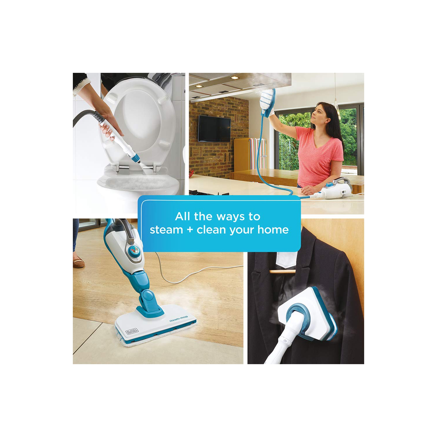 Vadrouille à vapeur 7-en-1 BLACK+Decker avec nettoyeur à vapeur portatif SteamGlove